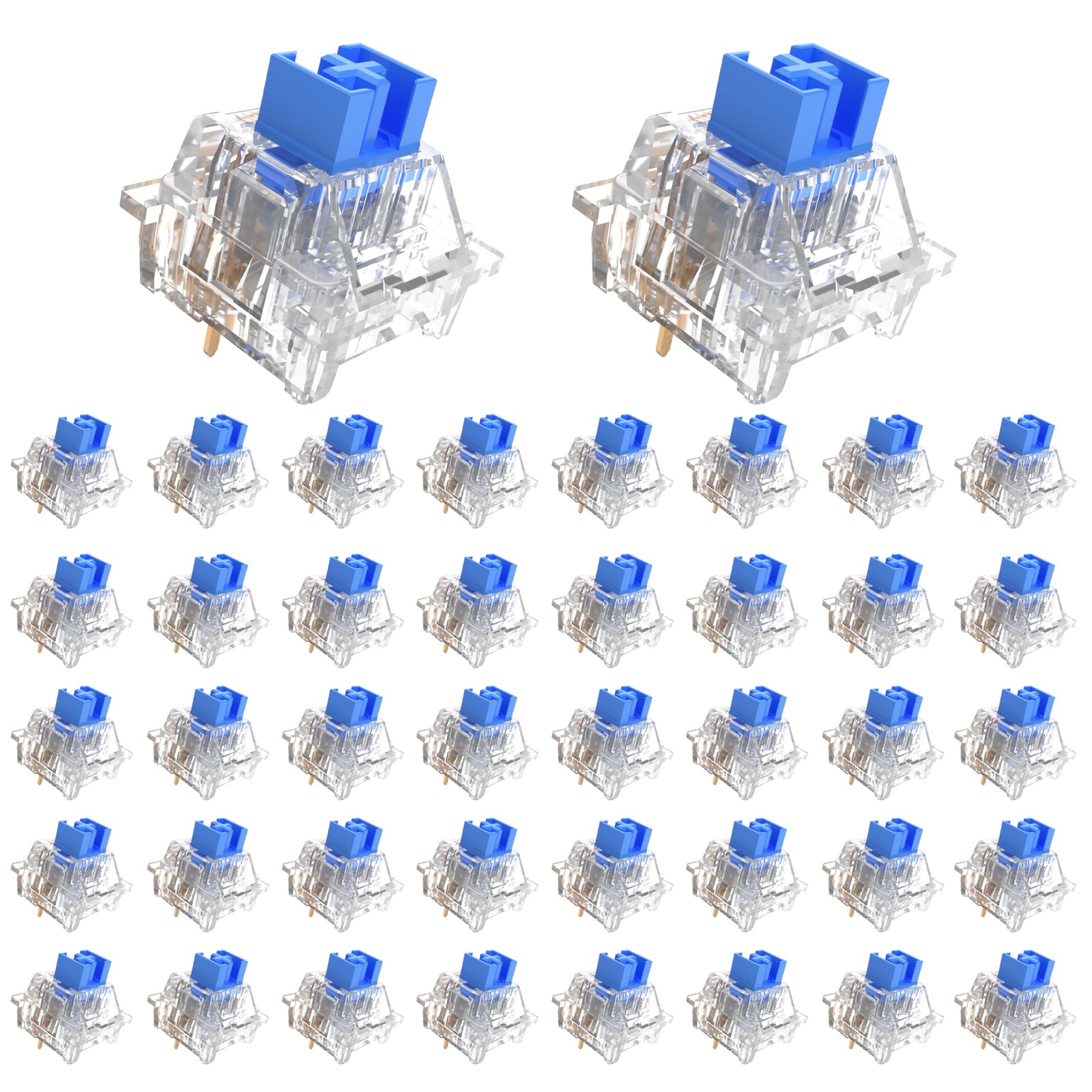 Outemu Keyboard Clickers for 3D Prints,90 Pcs Crystal Blue Keyboard Switch