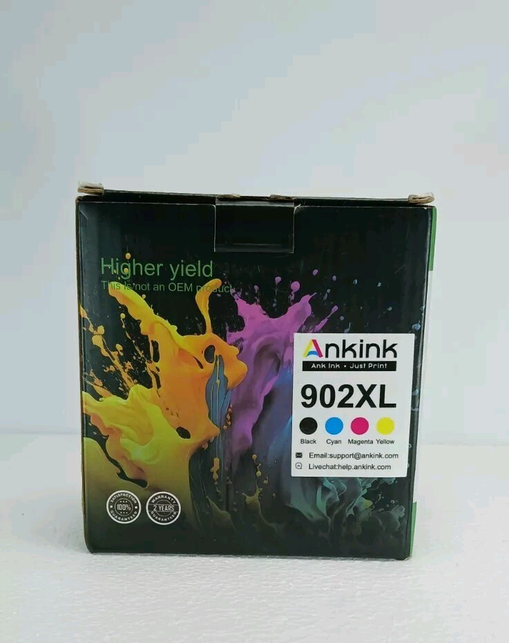 Ankink 902XL HIGHER YIELD Ink Cartridges 4-Pack Sealed Packaging