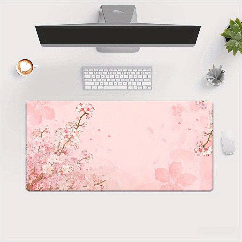 XXL Gaming Desk Pad, Non-Slip Rubber Extended Mouse Mat, Light Pink Background