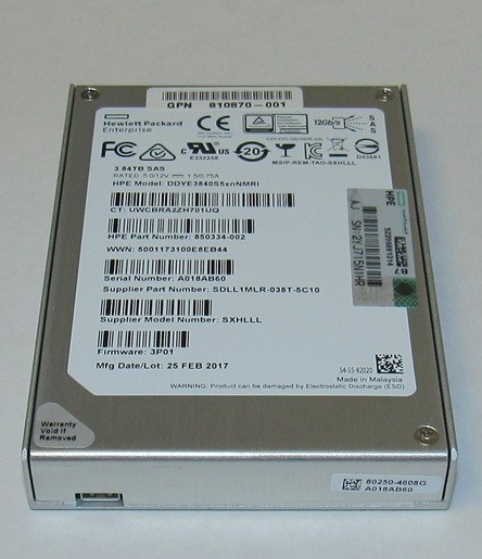 HPE SanDisk 3.84TB 2.5" Enterprise SAS SSD 12Gbps SDLL1MLR-038T-5C10 512K format