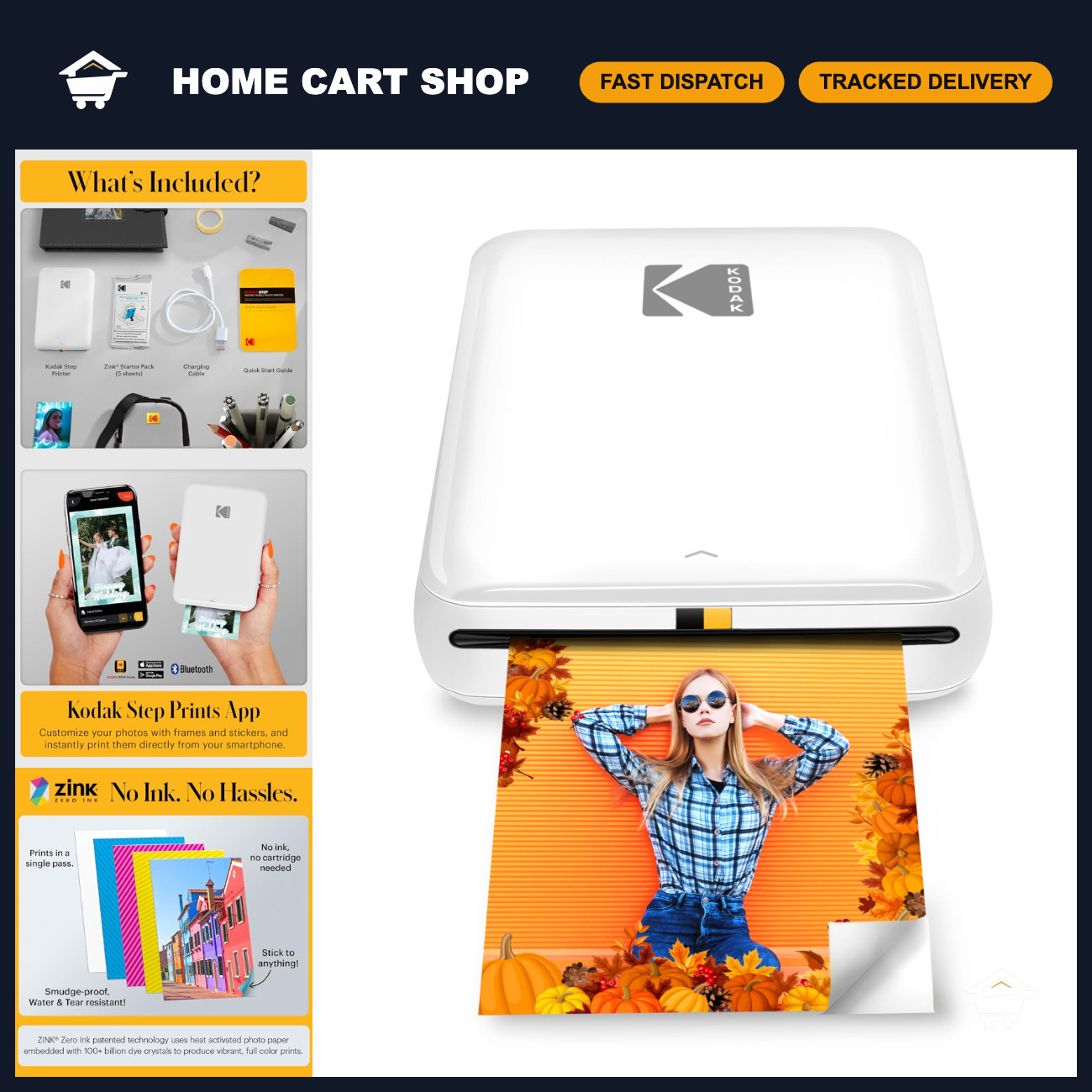 Portable Mini Wireless Photo Printer - Instant 2x3" Sticky-Back Prints, Bluetoot