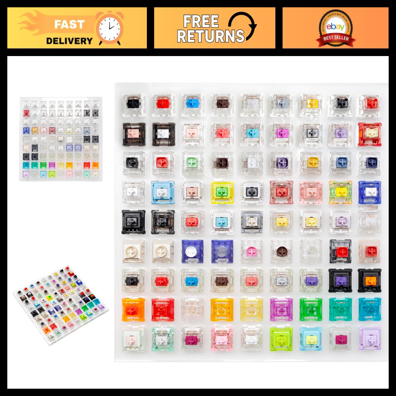 81 Switch Tester with Acrylic Base & Blank Keycaps for Mechanical Keyboards - Ch