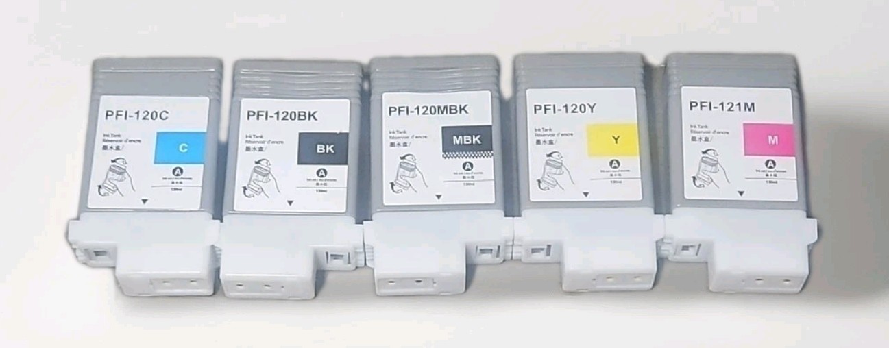 NEW Open Box Canon PFI-120 PFI-121 Ink Set (5-Pack) for TM-200 TM-300 GP-200
