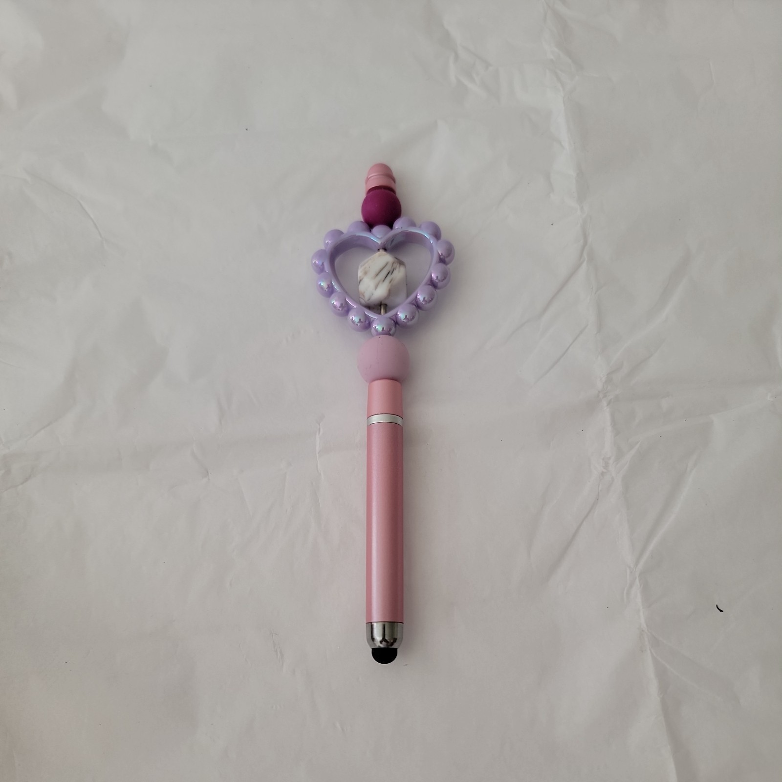 beaded heart shape handmade stylus
