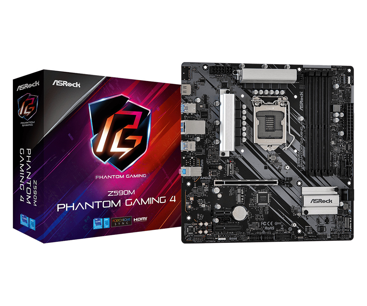 ASROCK Z590M Phantom Gaming 4 LGA1200/ Intel Z590/ DDR4/ SATA3&USB3.2/ M.2/ M...