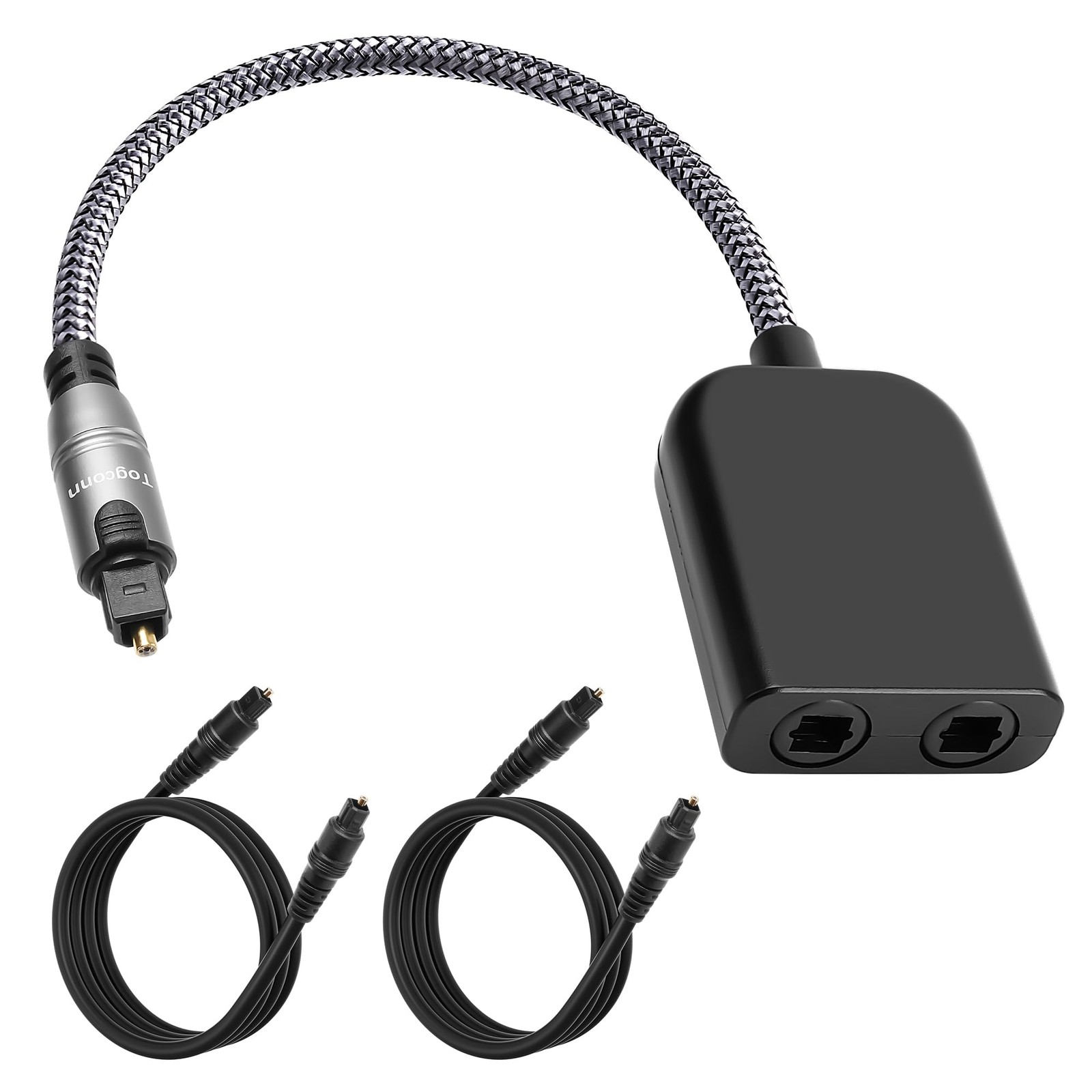 Digital Optical Adapter Splitter 1 in 2 Out, Toslink Digital Fiber Optic Audi...