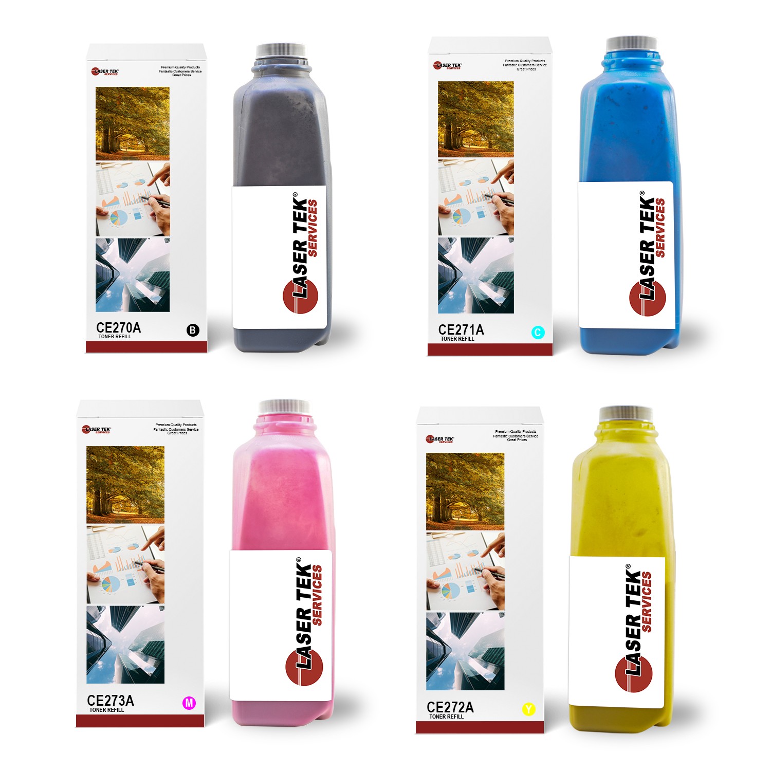 4Pk LTS 650A CMYK Toner Refill Kit Compatible for HP LaserJet CM4540 CM4540f