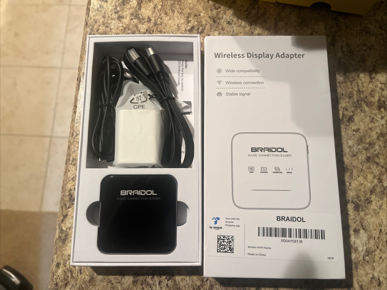 Braidol Wireless HDMI 1080P Display Dongle Adapter 2.4/5G Screen Mirroring Video