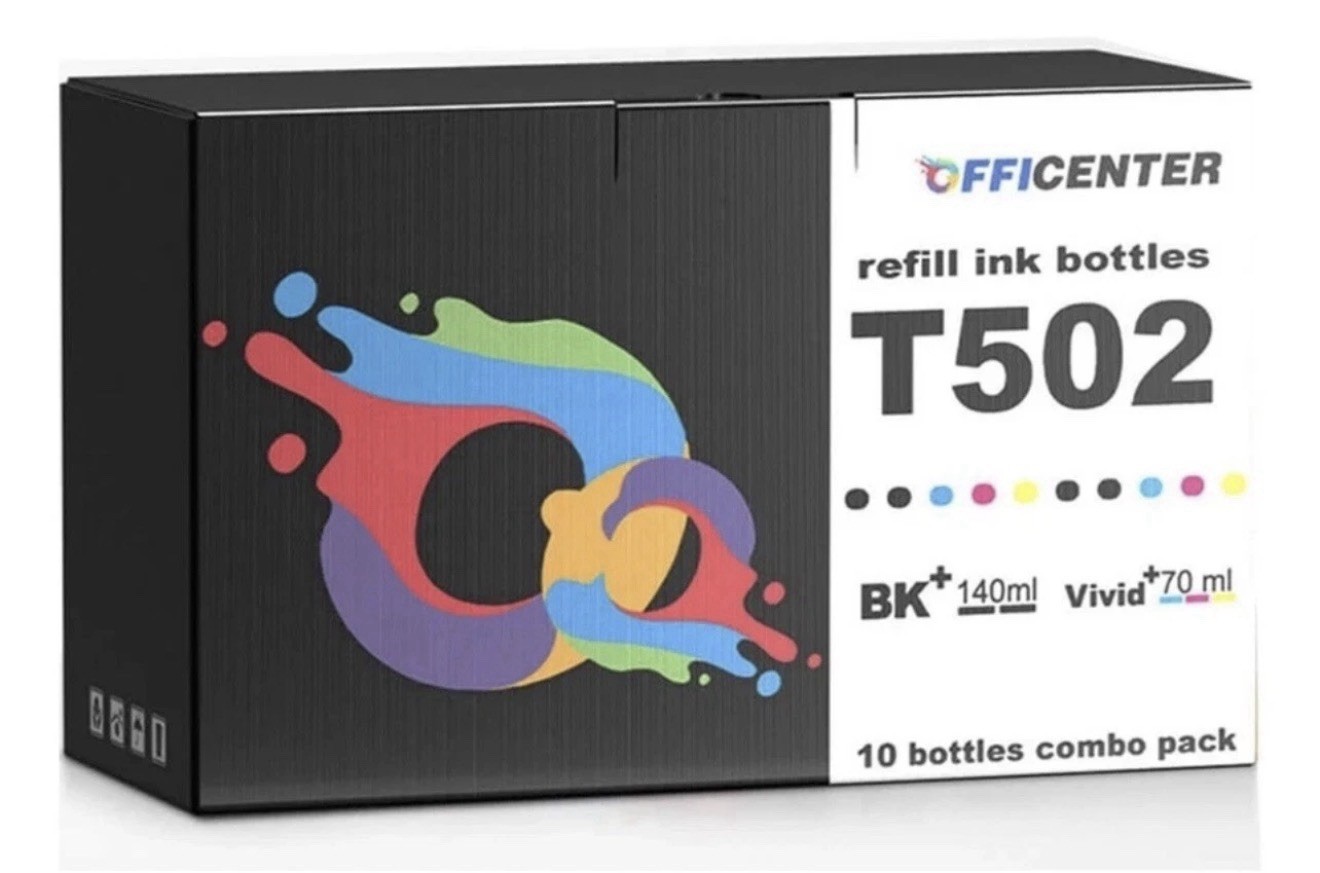 Officenter 10 Pack 502/T502 Ink Refill Bottles For Ecotank Printers,New. R7