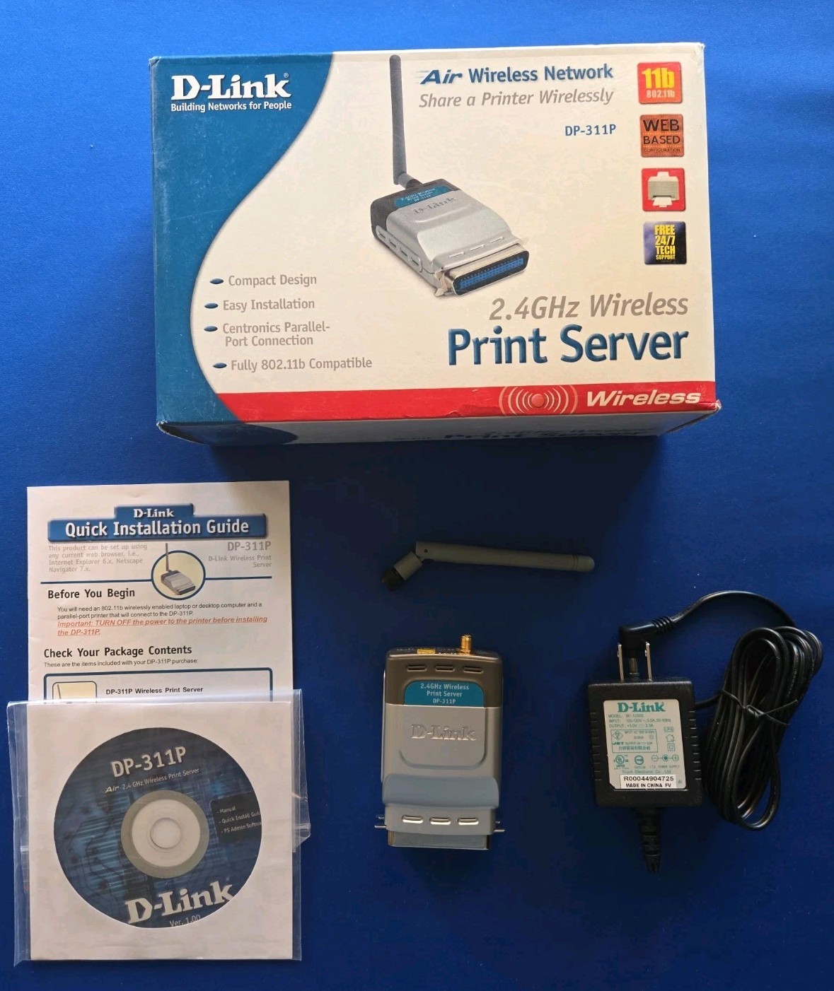 D-Link (DP-311P)Air Wireless Print Server (11 Mbps) 2.4 GHz Wireless 