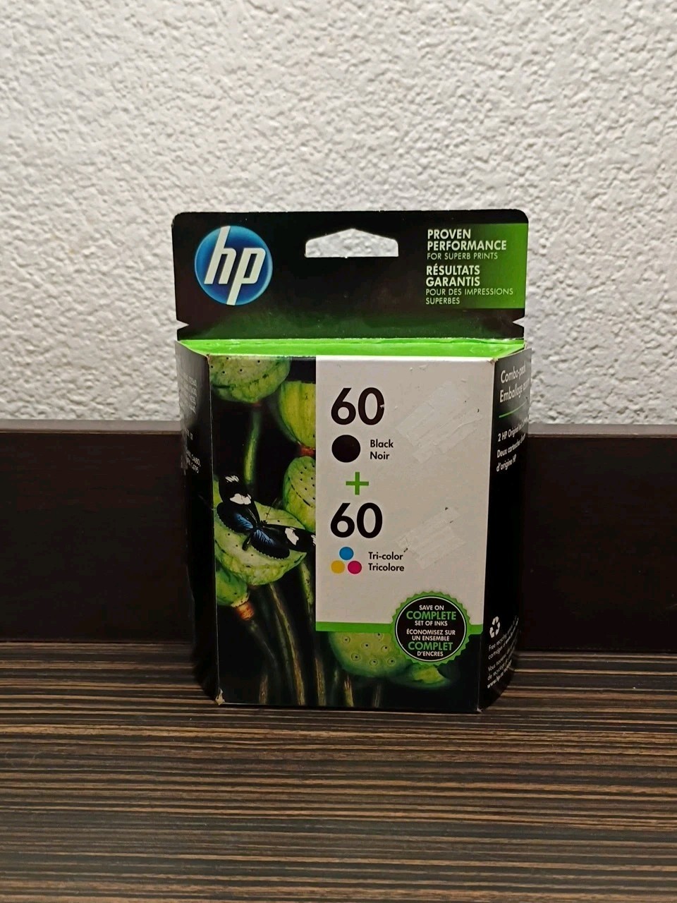 Genuine HP 60 Black Noir and Tri-Color Ink Cartridge Expired 01/2022 New LOOK