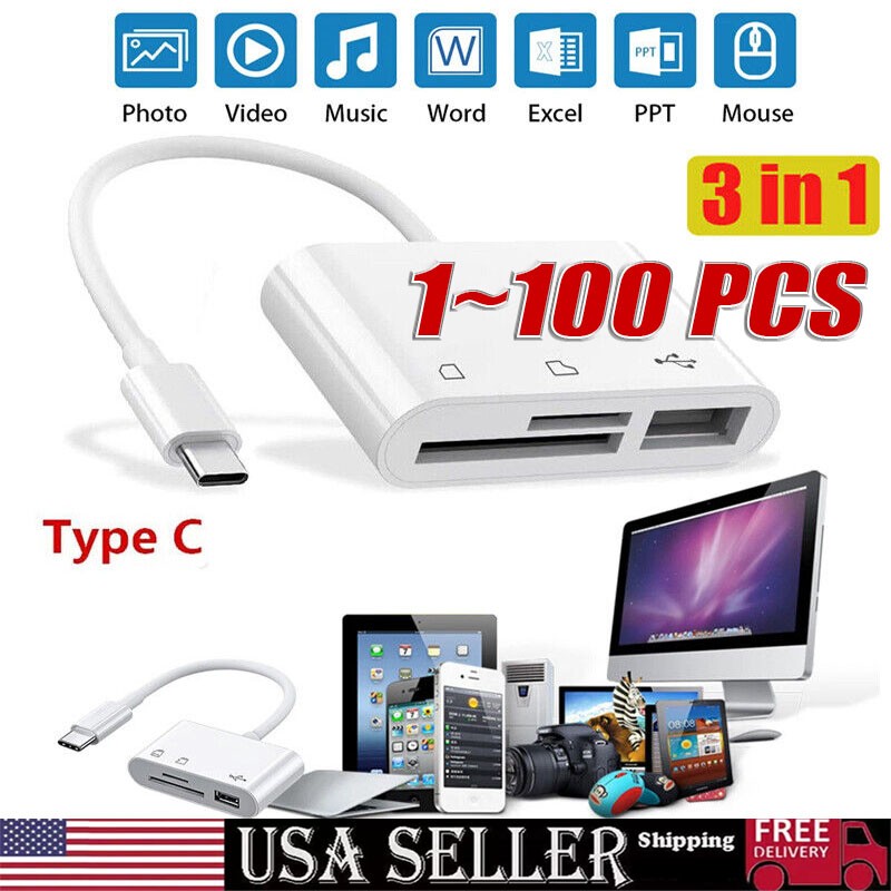 TF/SD Card Adapter Camera Reader Android Type-c For iPhone16 Pro Max Plus LOT