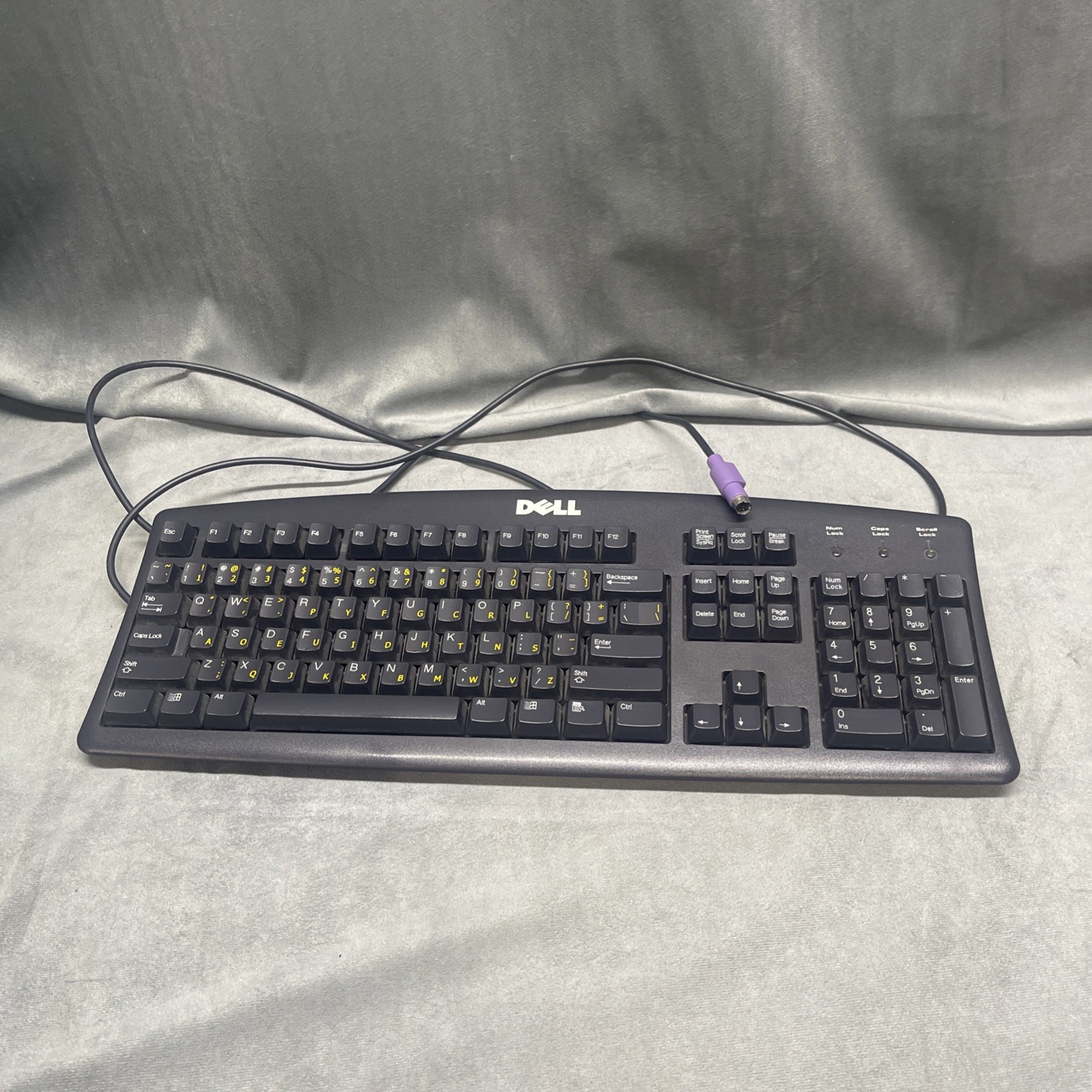 OEM DELL Computer Keyboard SK-8110 Black PS/2 Wired Standard Desktop Yellow Keys