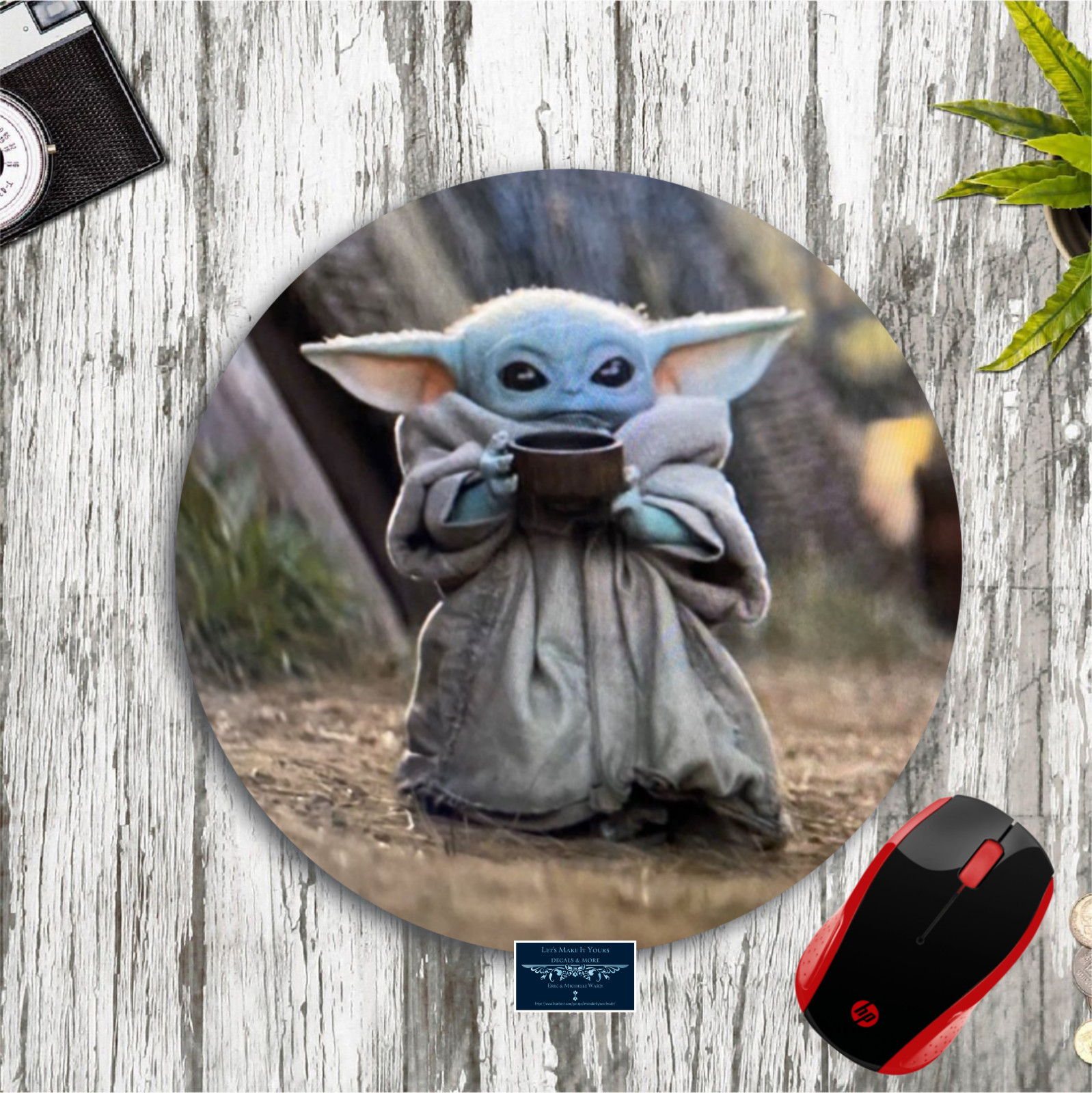 GROGU BABY YODA CUP STAR WARS ROUND DESK MAT MOUSE PAD HOME SCHOOL OFFICE GIFT