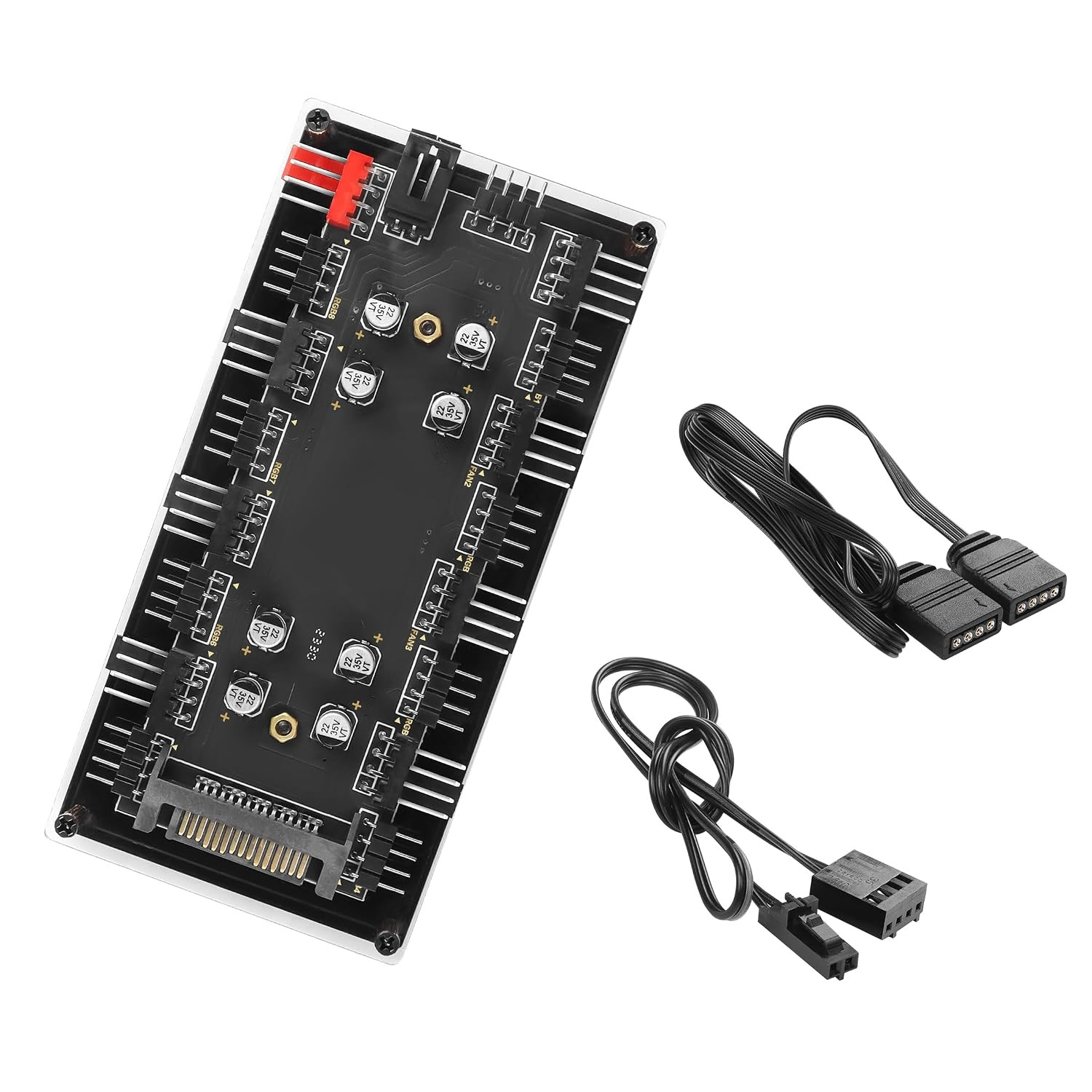 Case Fan Hub, 12V 4Pin PWM + 4Pin RGB 2 in 1 Controller
