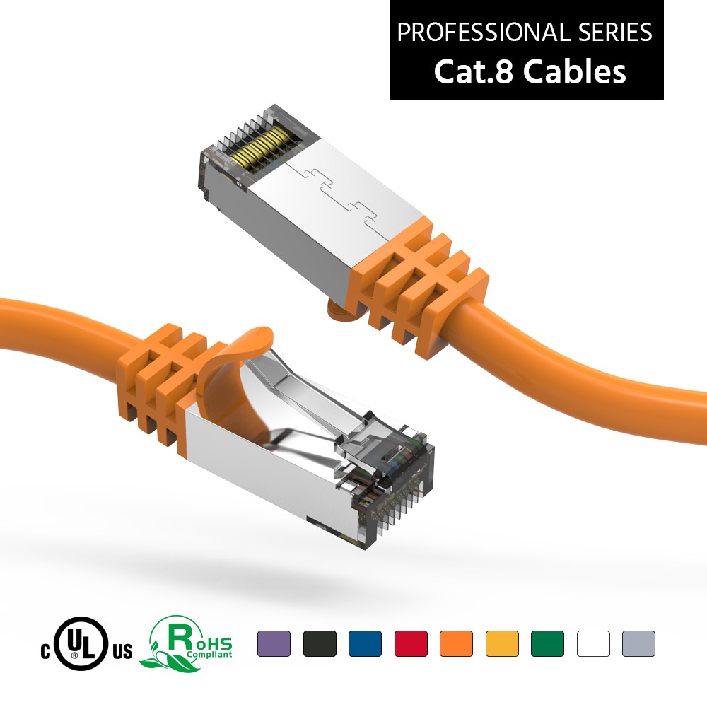 3Ft CAT8 S/FTP Ethernet Network Cable Orange 26AWG