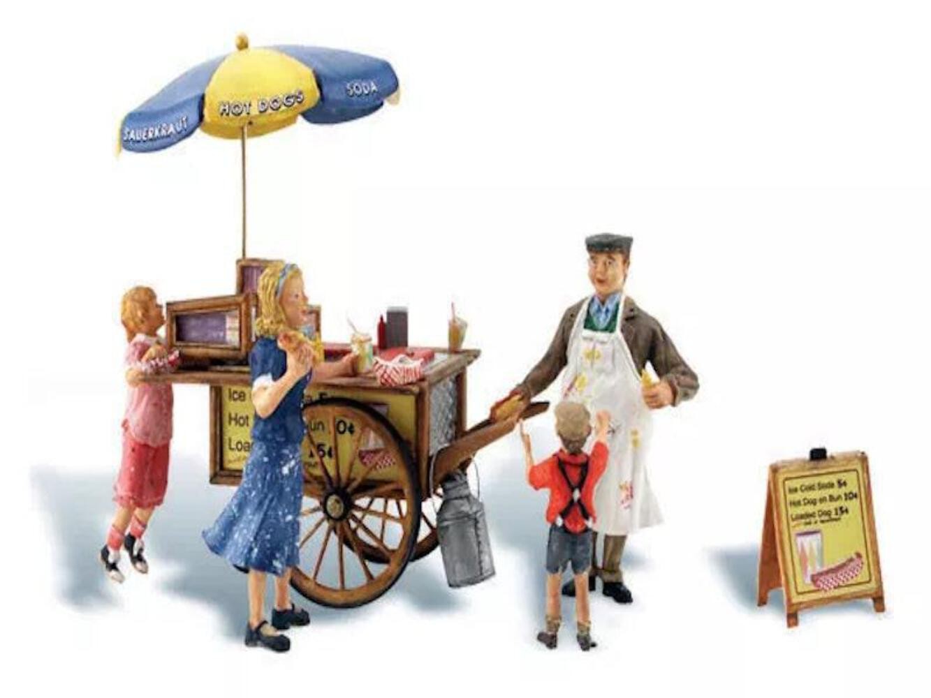 New Woodland HO Scale Wally's Weiner Wagon Train Figures A1945