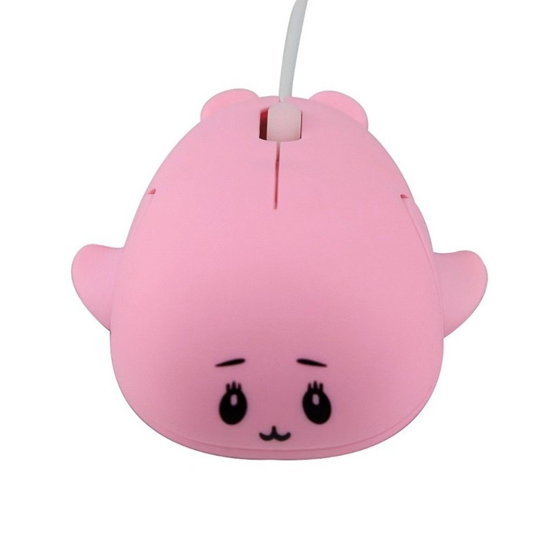 USB Corded Mouse with Cartoon Animal Shape, Side Flippers, and Center Wheel