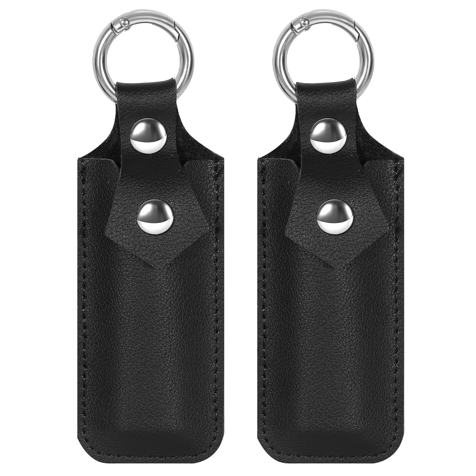 Genuine Leather USB Flash Drive Holder 2 Pack, Anti Lost Small Black