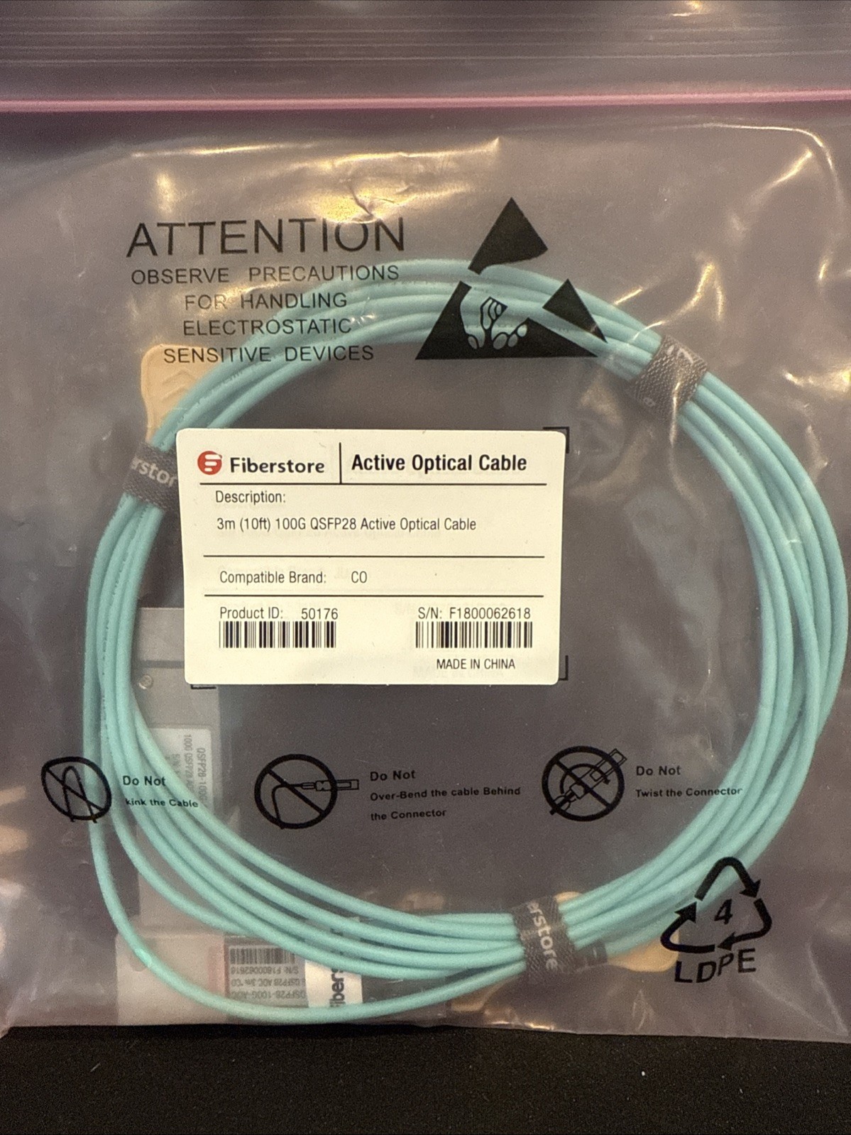 Active Optical Cable 100G (3m) QSFP28
