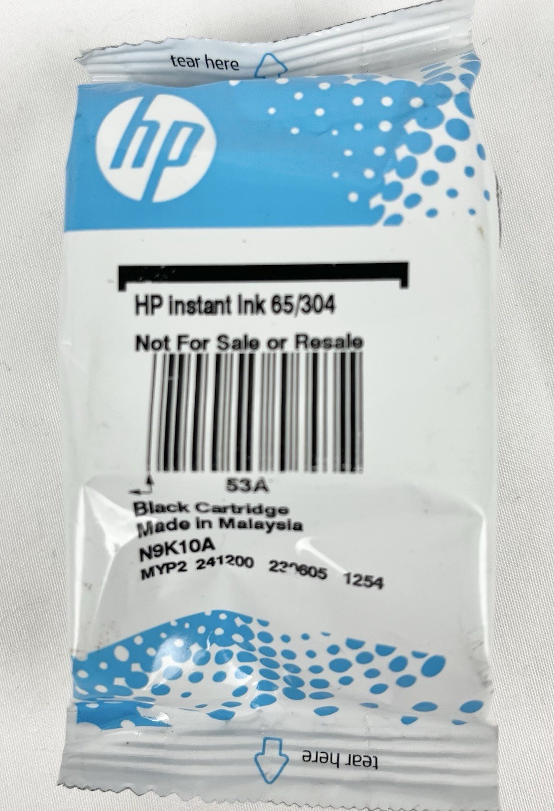 NEW Hp 65/304 Ink Cartridge - 1 Black 53A Unopened Package