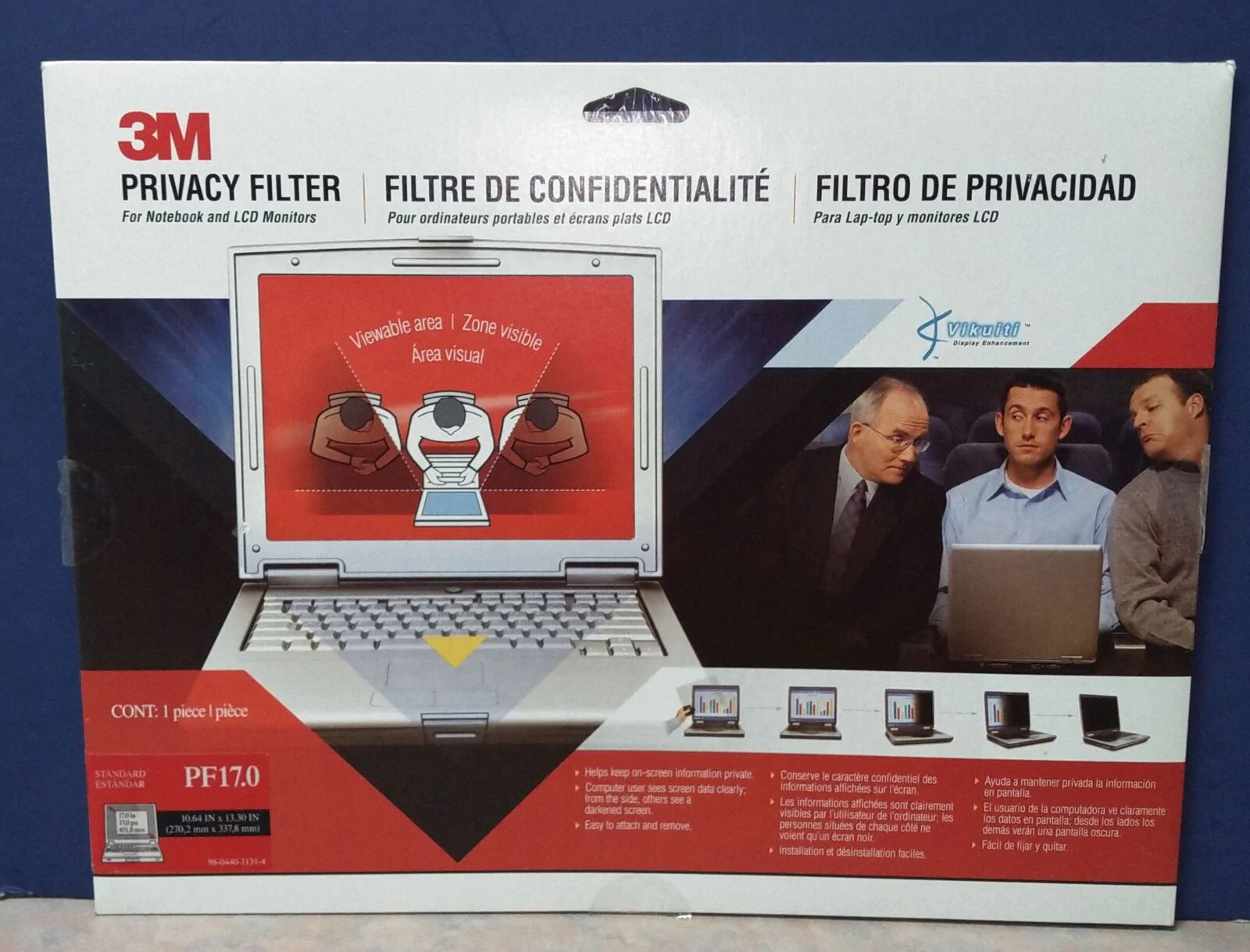3M PF17.0 LCD Laptop Monitor Black Privacy Filter   New Sealed