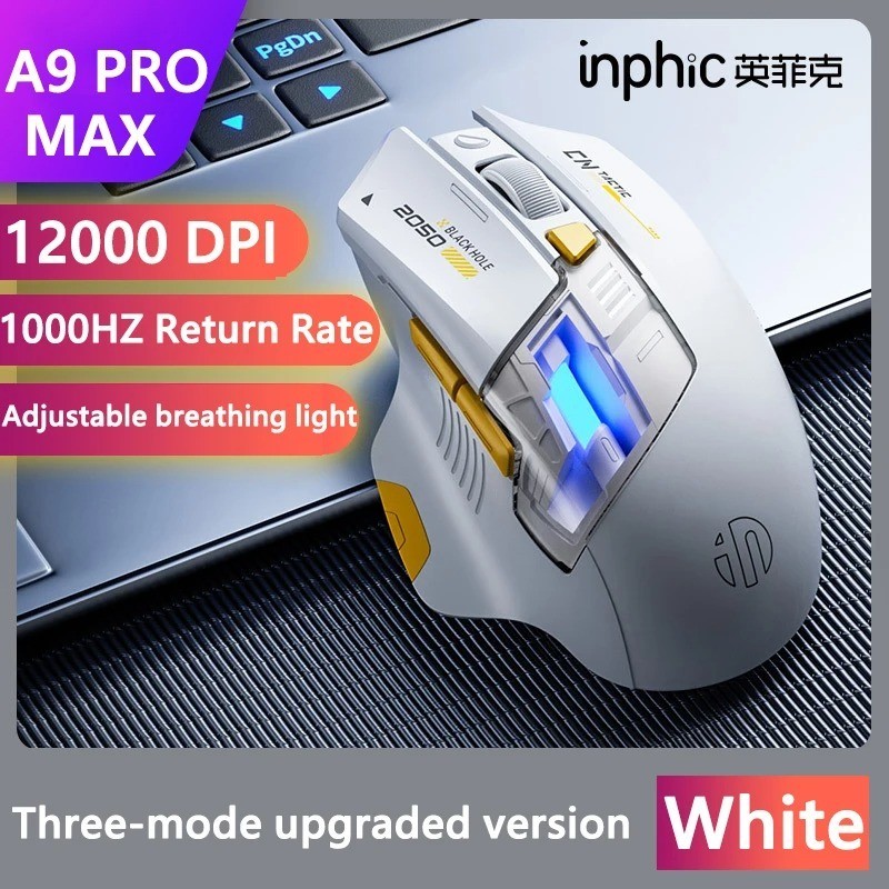 Inphic A9 Explorer V2 Wireless Gaming Mouse 500mAh Battery Display Bluetooth