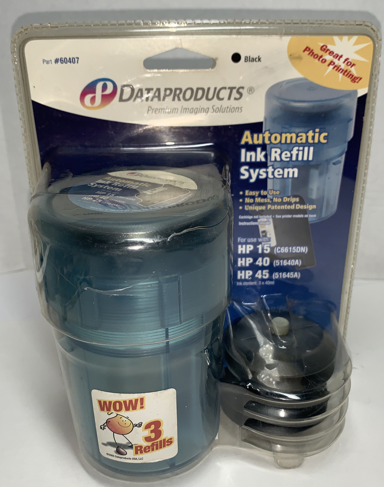 DataProducts 60407 DeskJet/OfficeJet Automatic 3 Refill System for HP 15 40 45