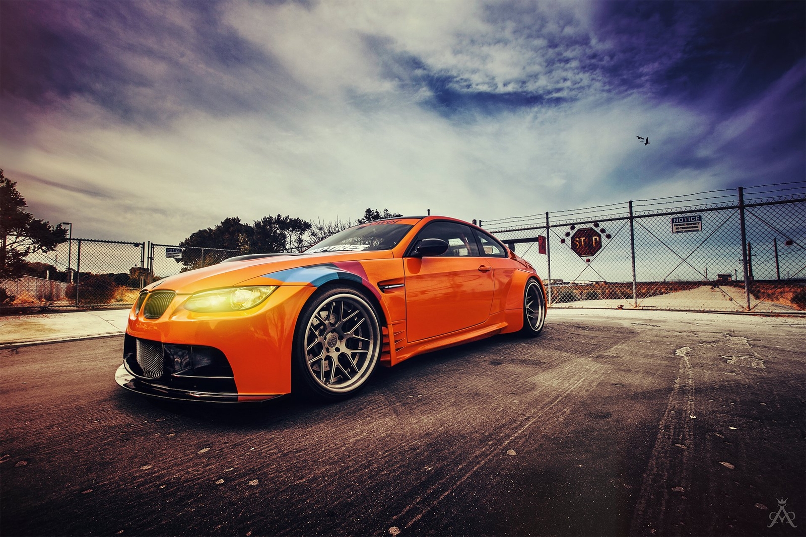 Cars orange bmw e92 Desk Mat Stitched