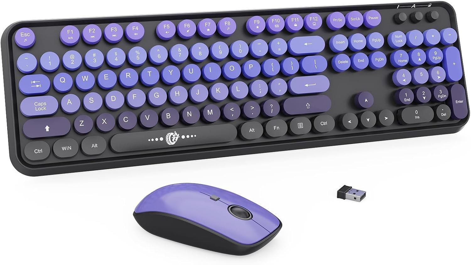Wireless Keyboard and Mouse Combo - Cute Colorful V2020-Purple