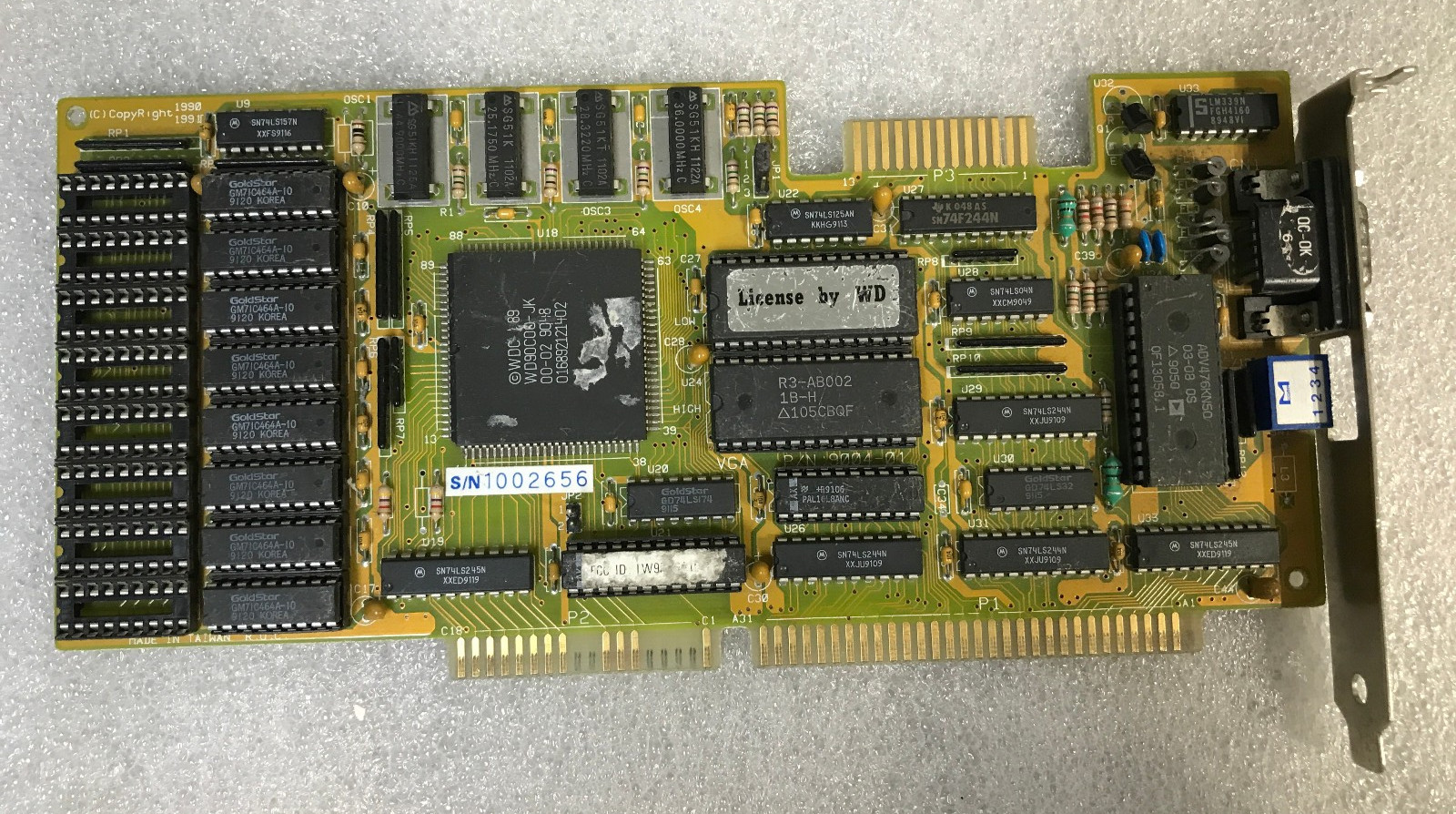 Western Digital WD90C00-JK ISA VGA 16-Bit 512KB Video Card