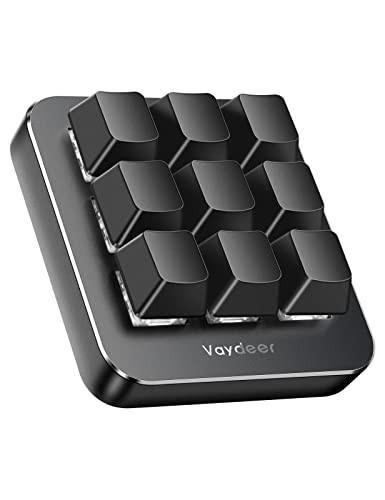 Vaydeer Programmable Keyboard 9 Keys Shortcut Keyboard Gaming One-Handed Wired