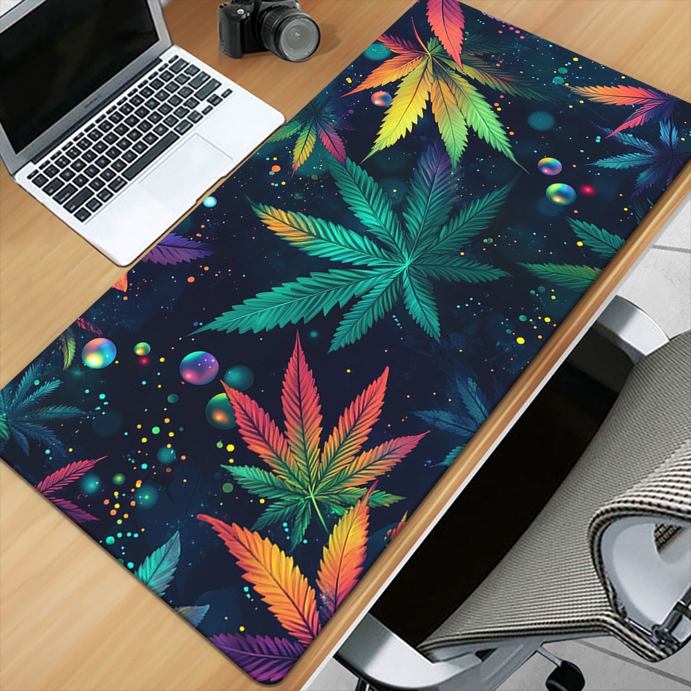 1pc Multi-Size Optional Vibrant Leaf Pattern Gaming Mouse Pad - Large Office D