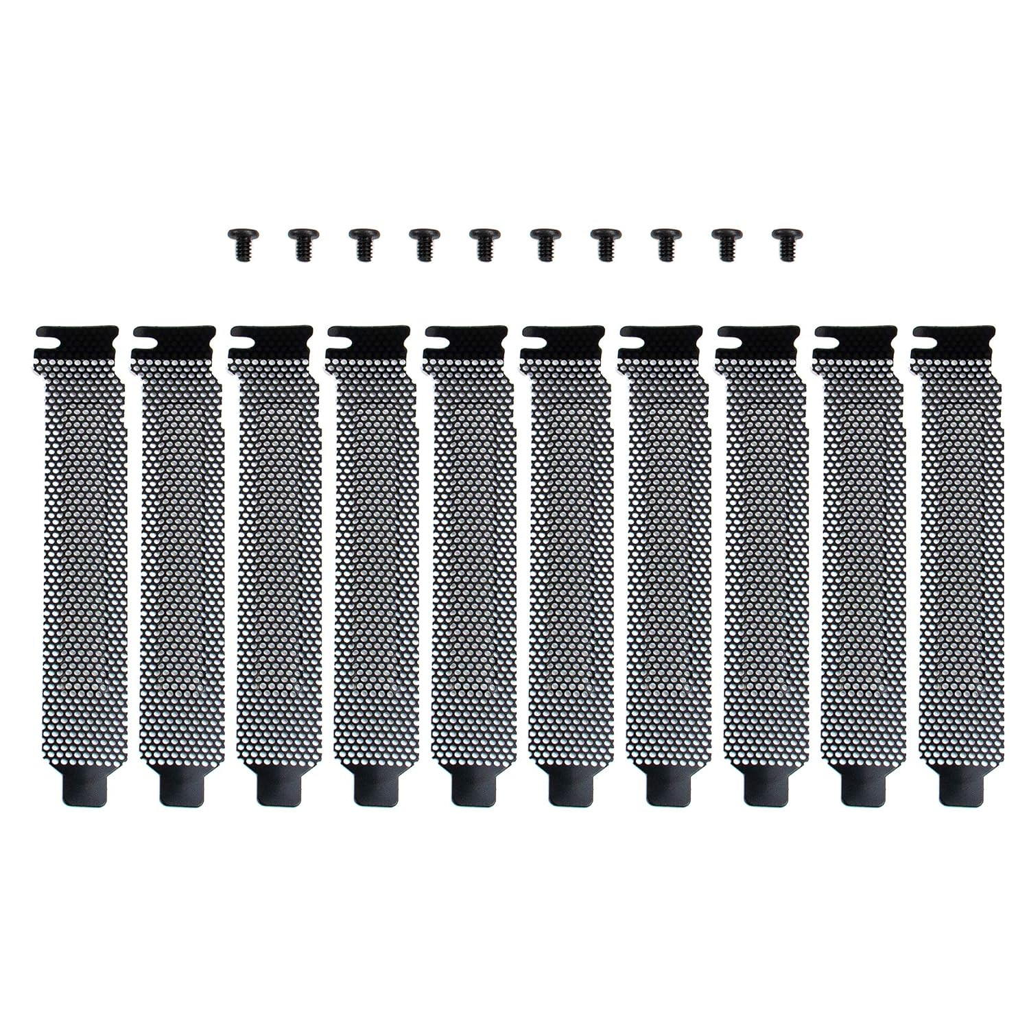 10 Pack Black PCI Slot Cover Hard Steel Filter Blanking Plate with Screws
