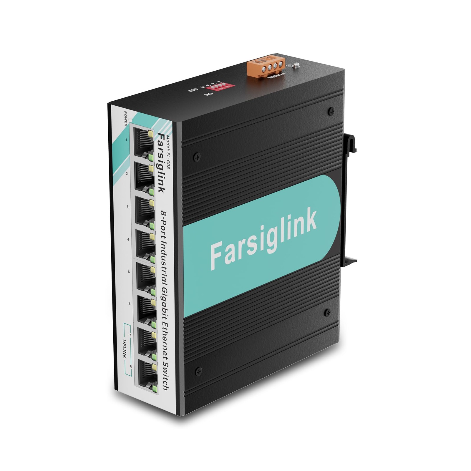8 Port Industrial Gigabit DINRail Mini Network Switch Plug Play 2 Uplink