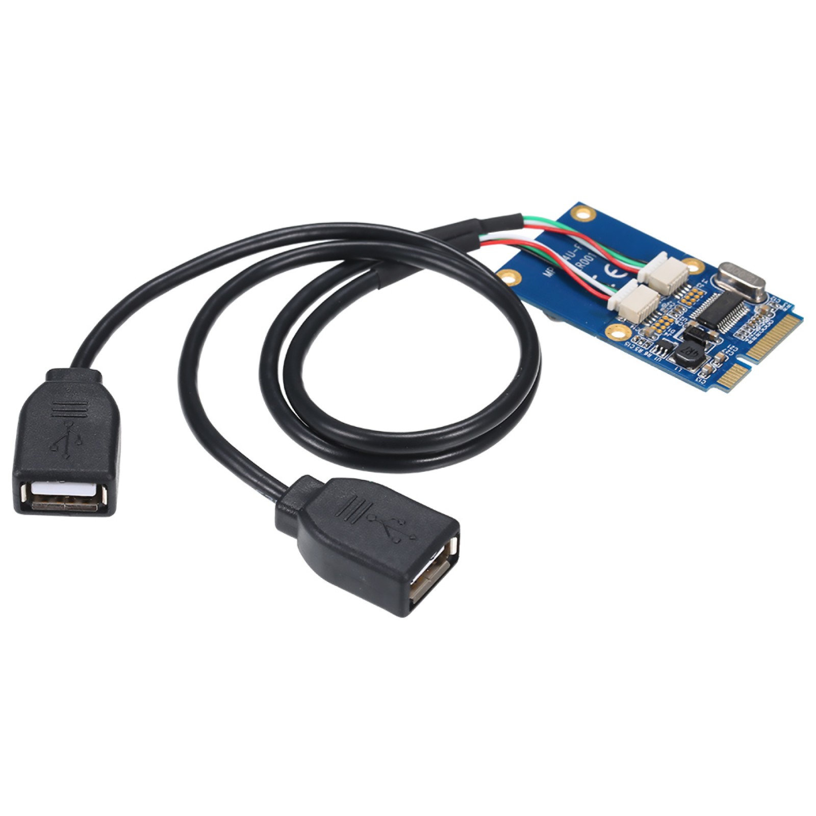 1Pcs Mini PCI-E PCI Express to 5 Pin Dual USB 2.0 Adapter Riser Expansion Card c
