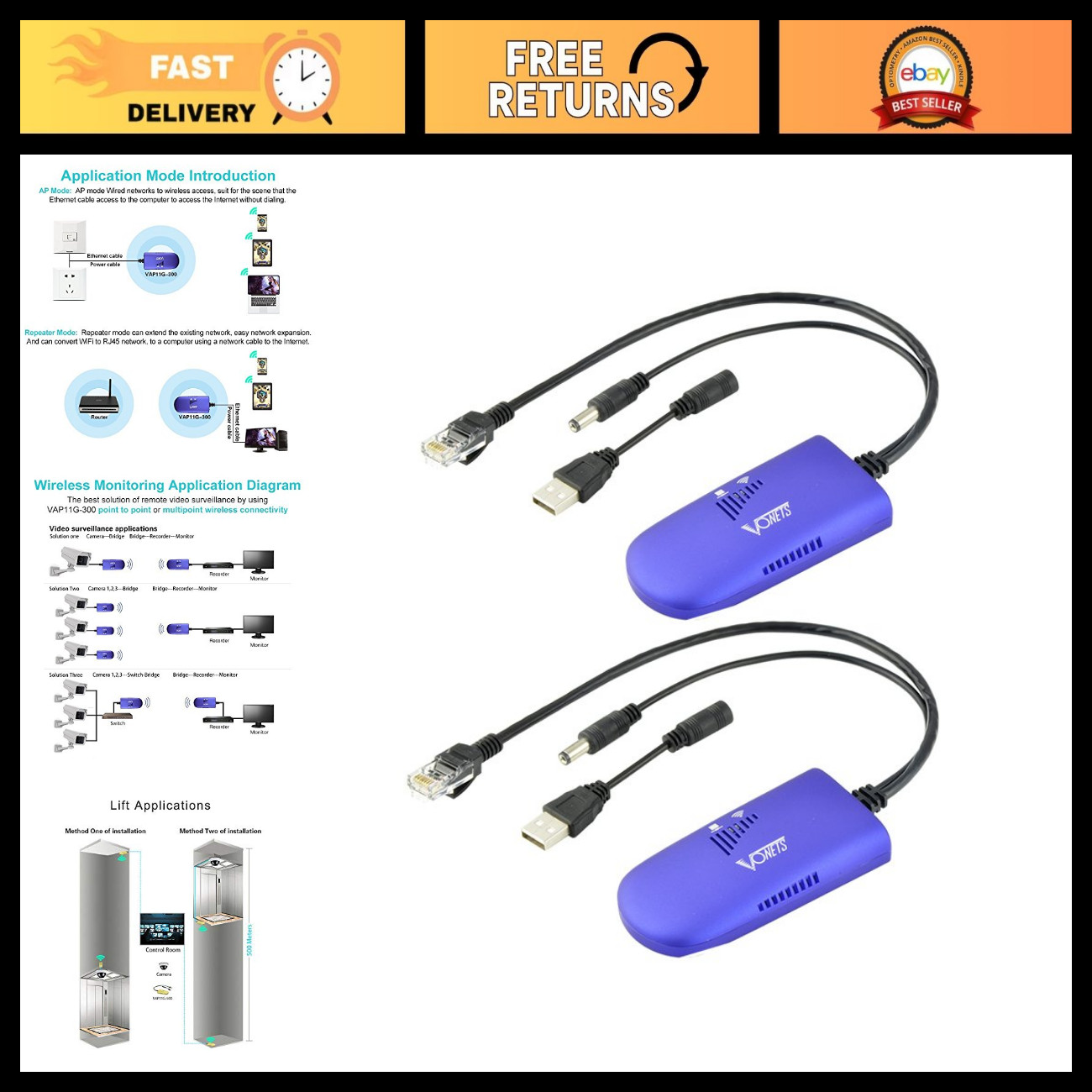 Mini 2.4GHz WiFi Bridge Repeater Hotspot Extender Signal Booster RJ45 Male DC US
