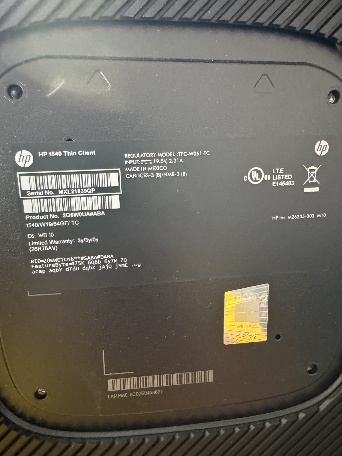 HP T540 Thin Client