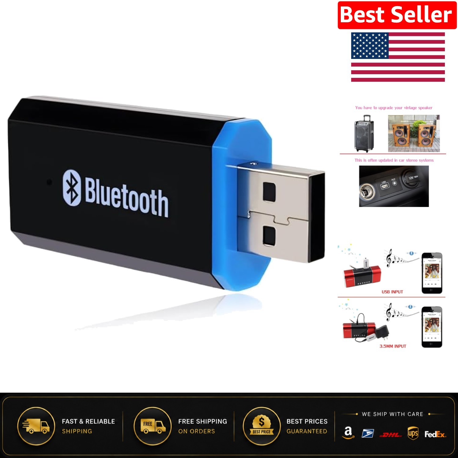 High Fidelity USB Bluetooth Music Receiver - Transform Wired Speakers Wirelessly