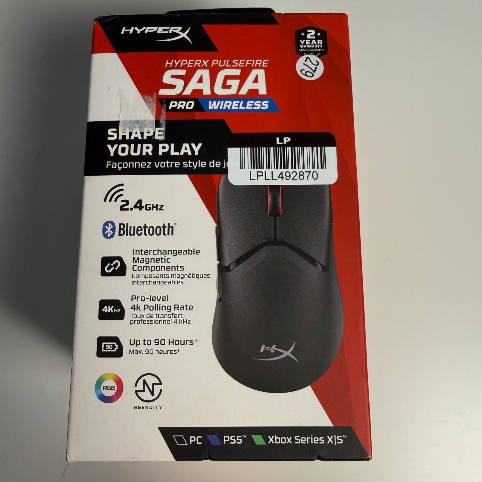 HyperX Pulsefire Saga Pro Wireless Gaming Mouse 26K Sensor 4K Polling RGB Black