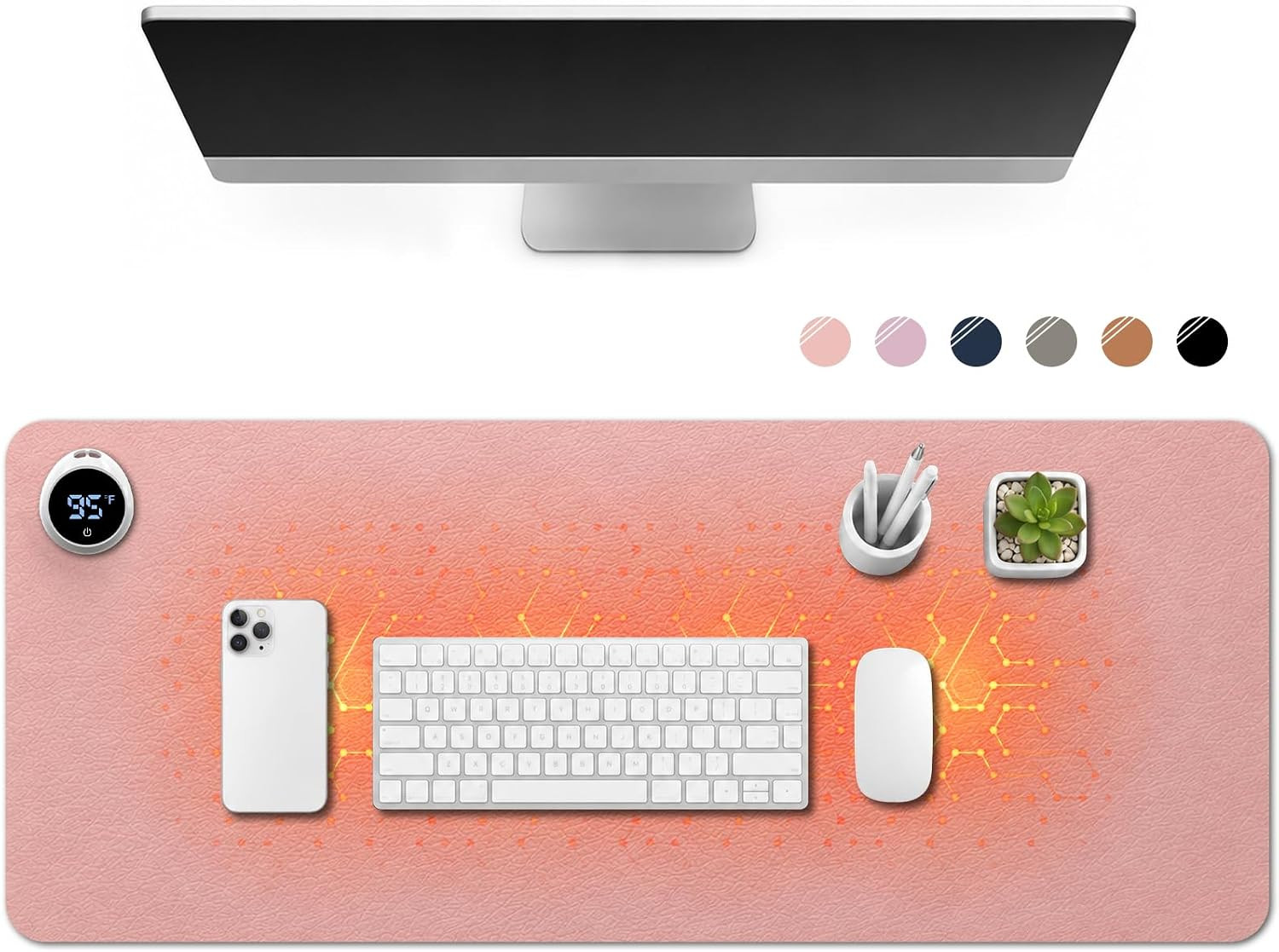 Heated Desk Pad 31.5 X 13 In, Heated Mouse Pad with 5 Heat Settings