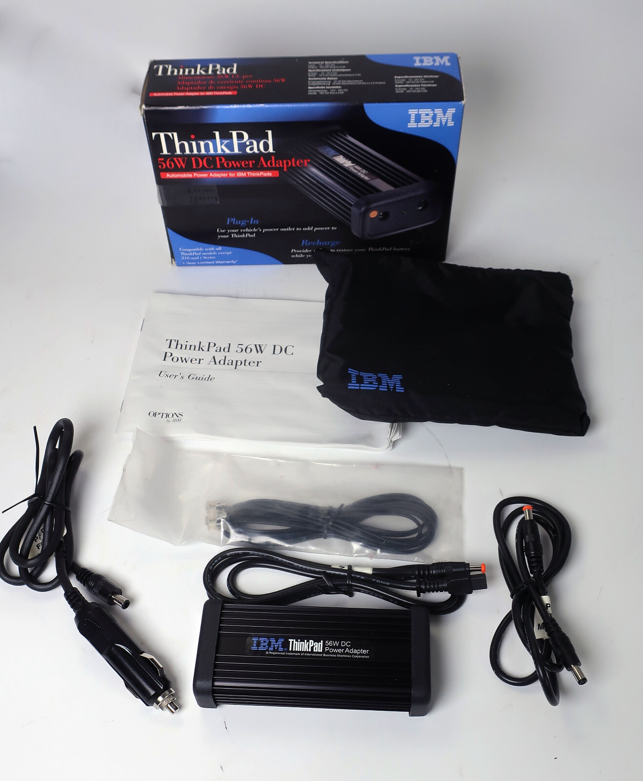 ThinkPad Auto Air Mobile Power Adapter 56W 02K3382  w/Cables & Case