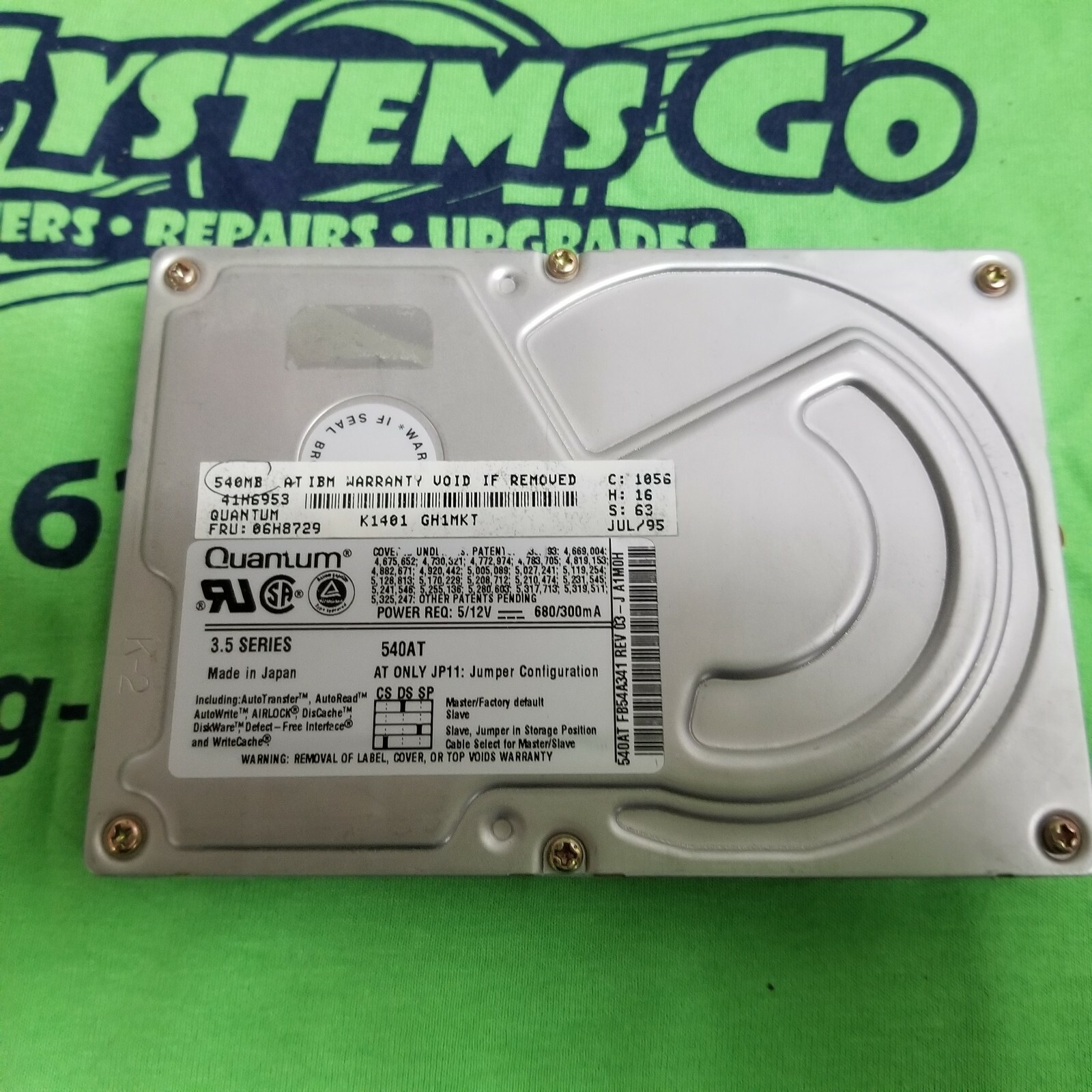 Quantum FB54A341 REV 03 IBM 06H8729 Fireball 540AT 540MB Internal IDE Hard Drive
