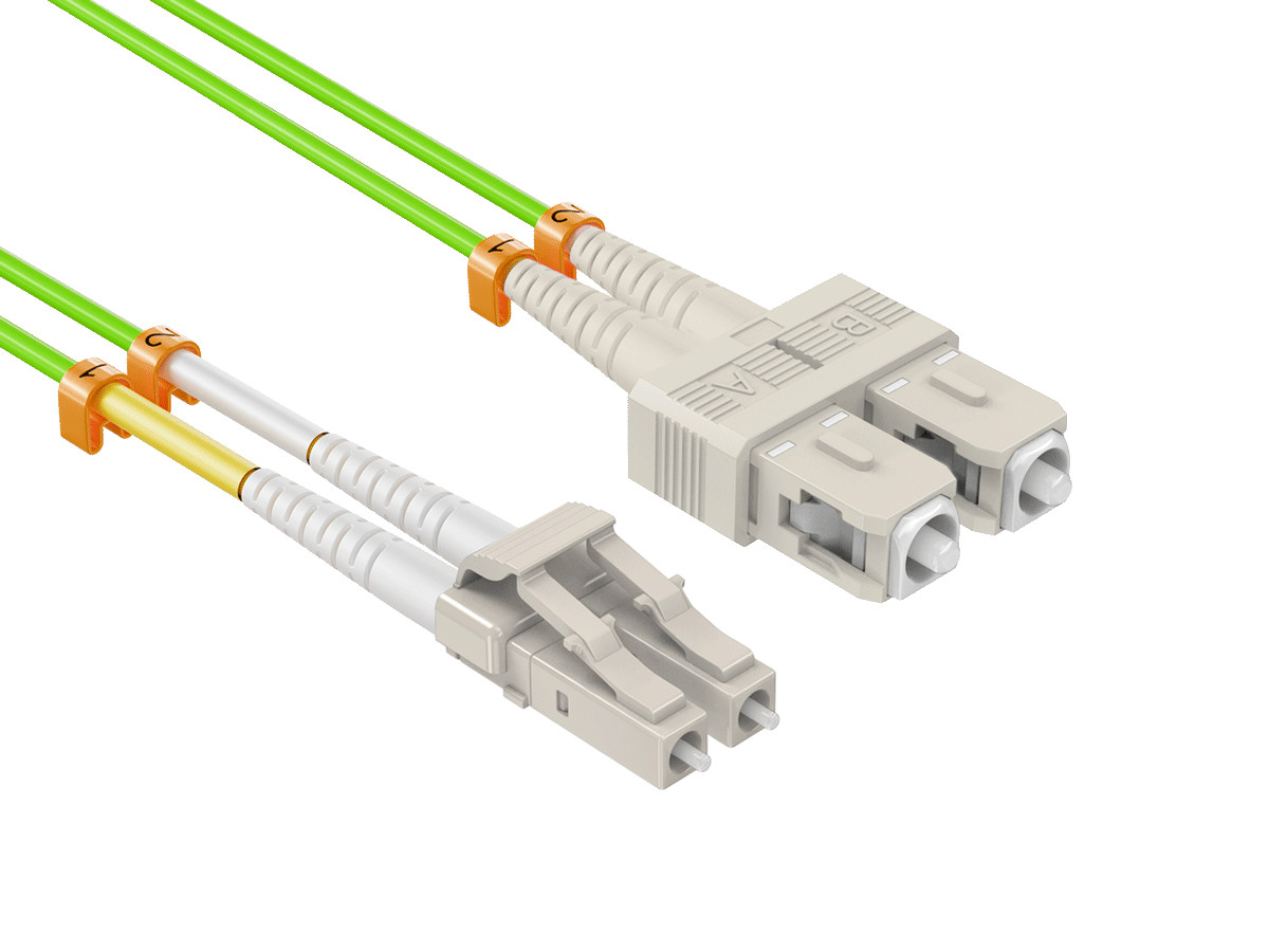 2m OM5 LC to SC UPC Duplex Corning Fiber Optic Cable Wide Band Multimode Fibe...