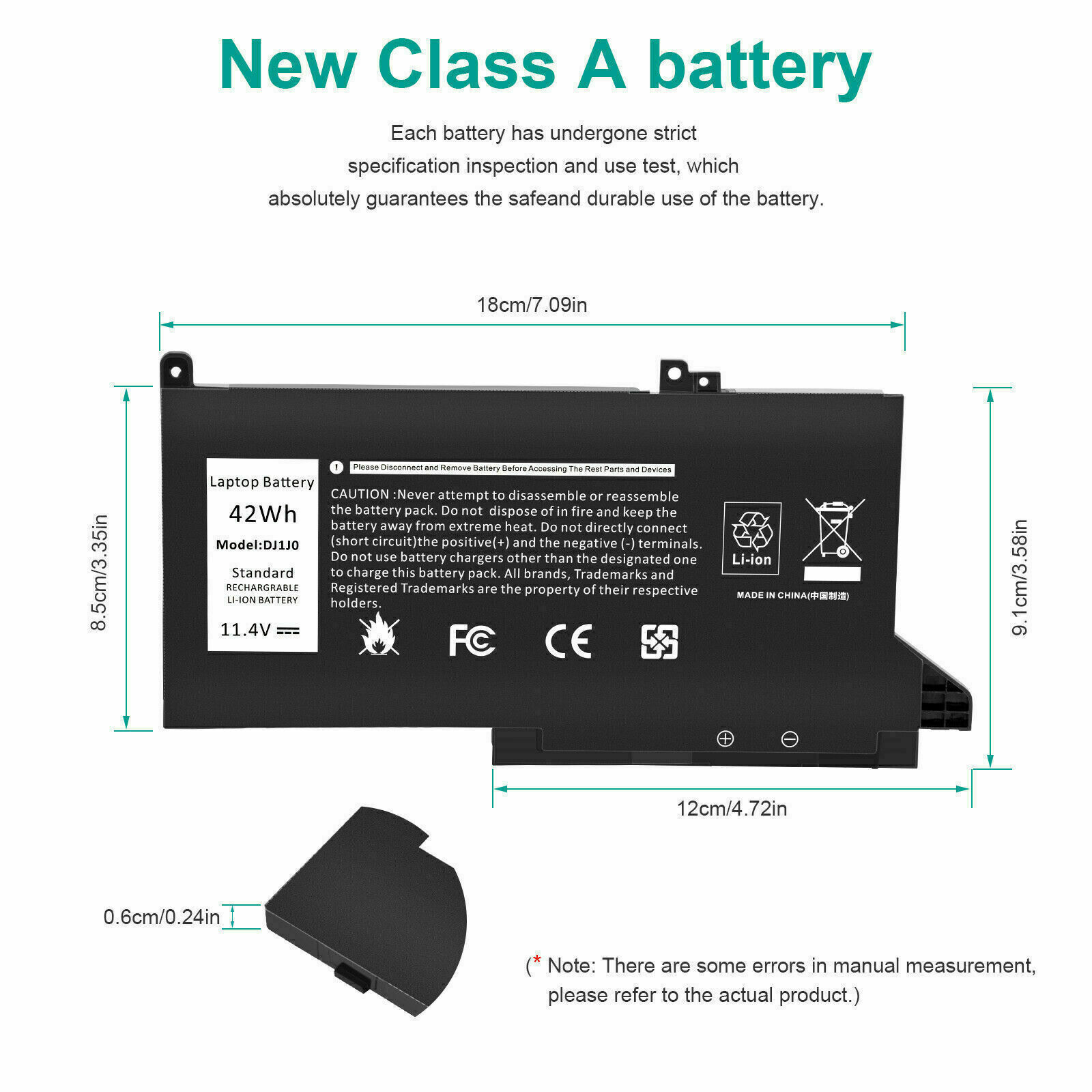 DJ1J0/F3YGT Battery for Dell Latitude  7280 7290 7380 7390 7480 7490 /Charger