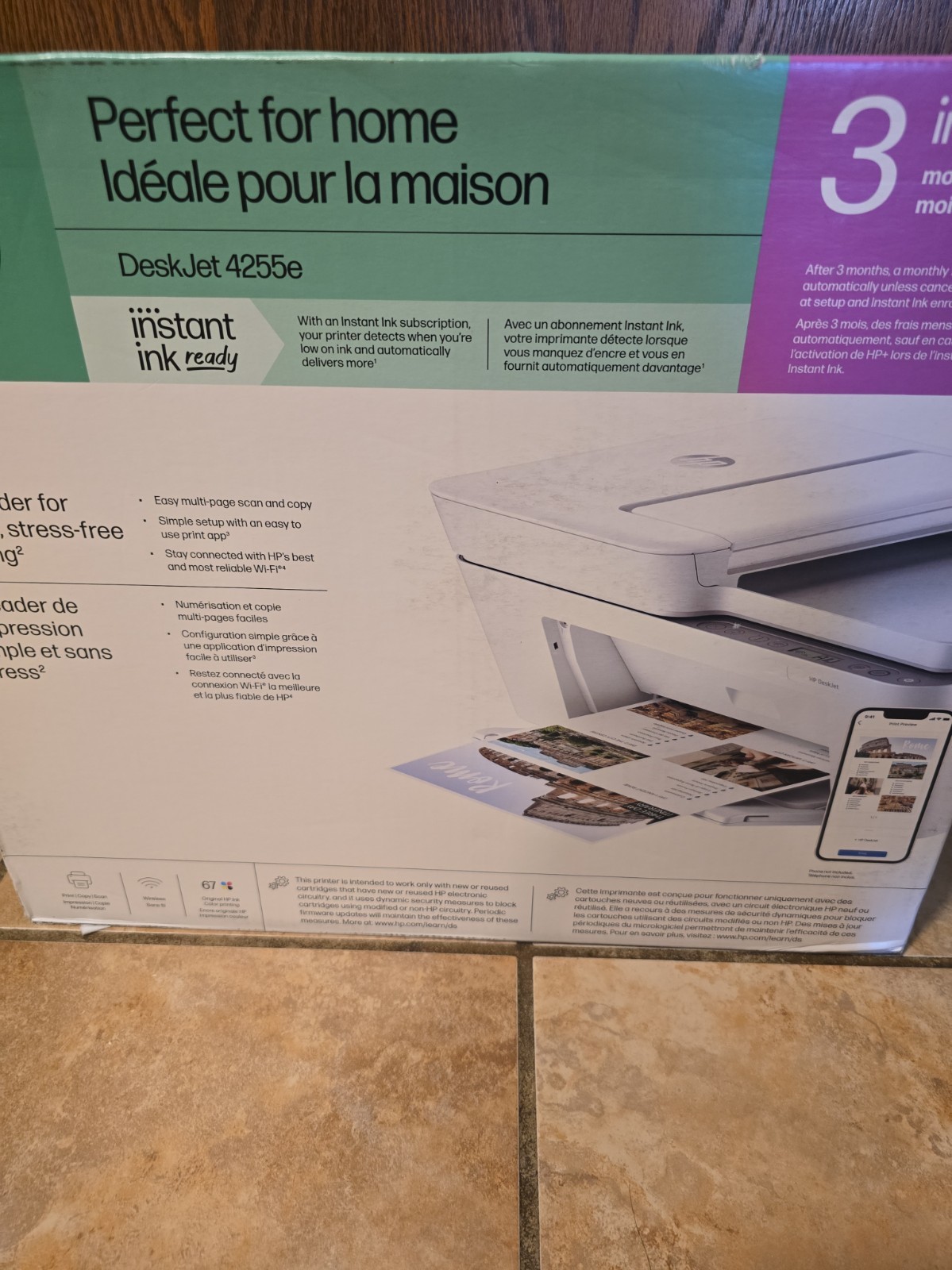  HP DeskJet 4255e Wireless All-in-One Color Inkjet Printer Print Scan Copy