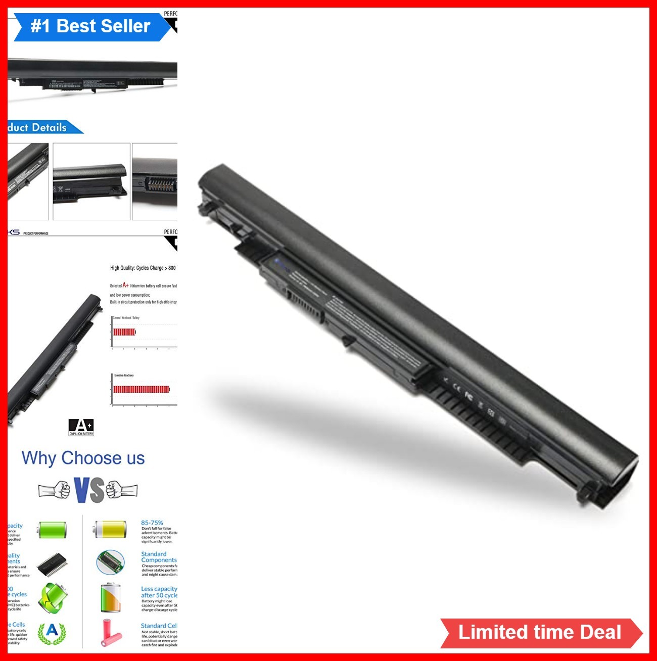 Laptop Battery 14.6V 2600mAh 4 Cell Li-Polymer Replacement for HP Pavilion 15