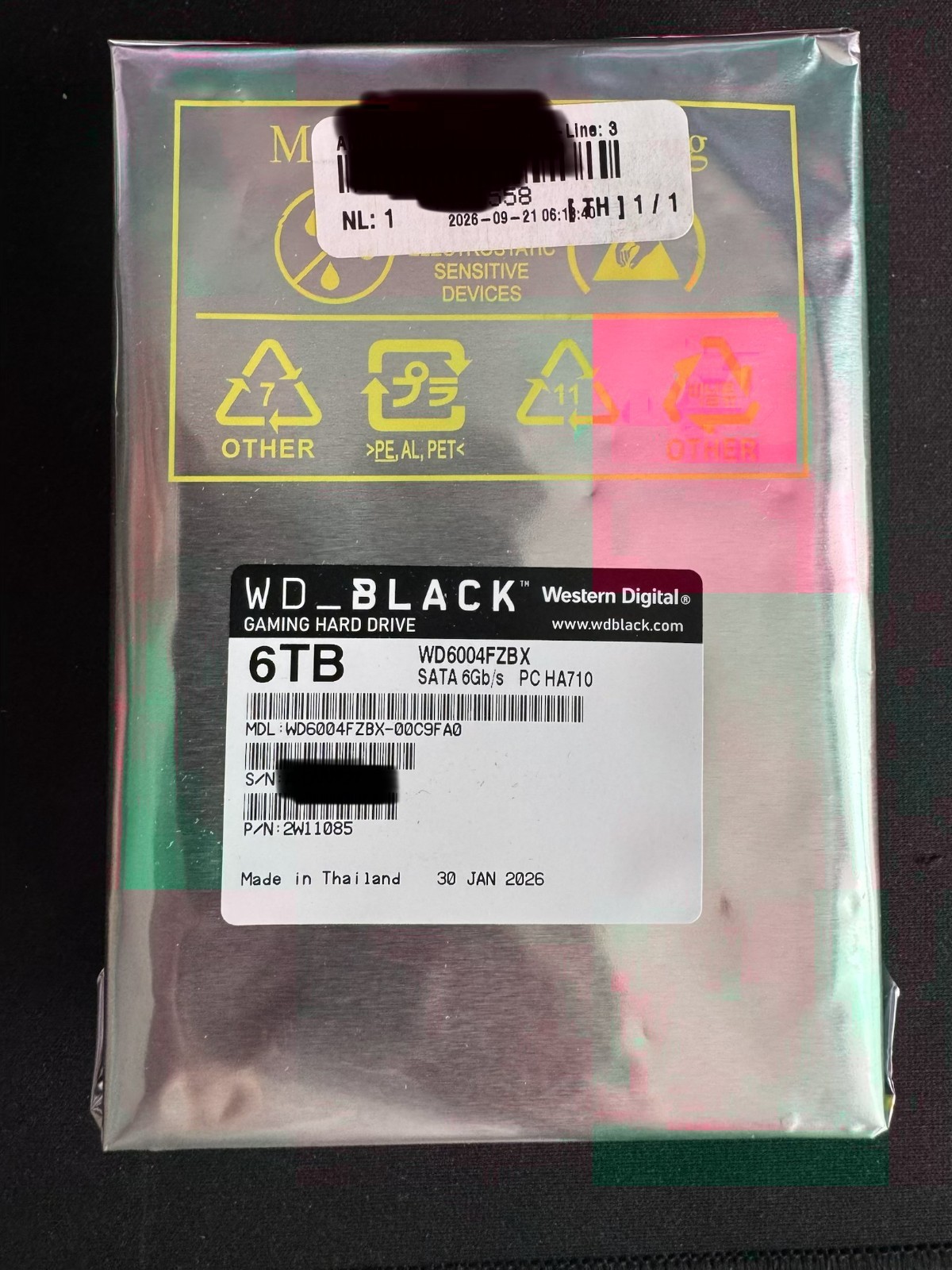 Western Digital Black WD6003FZBX 6TB 7200 RPM Internal Hard Drive. NEW, No Box