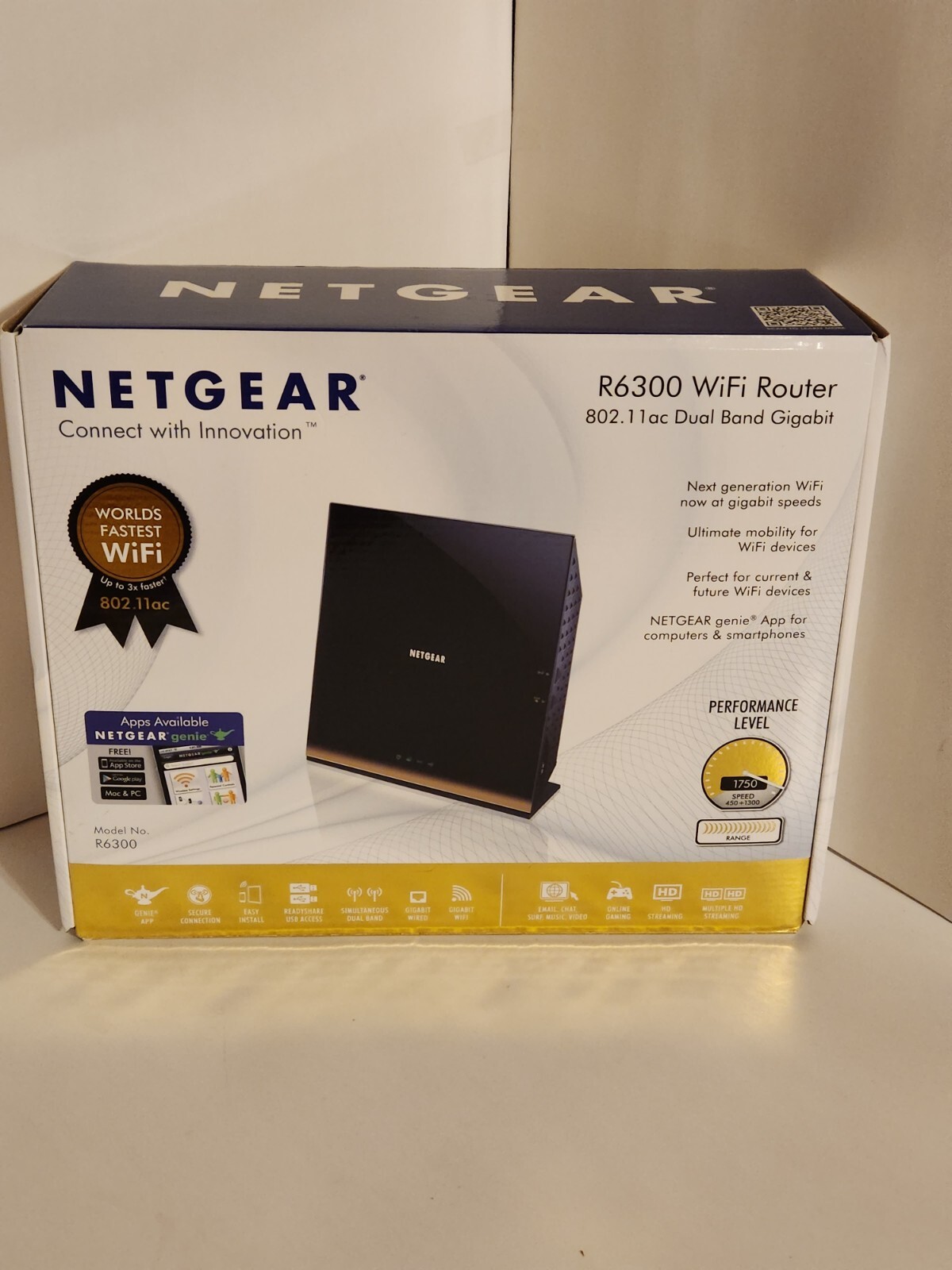 Netgear R6300 Smart WiFi Router AC1750 Dual Band Gigabit 1300 Mpbs Mac & PC 