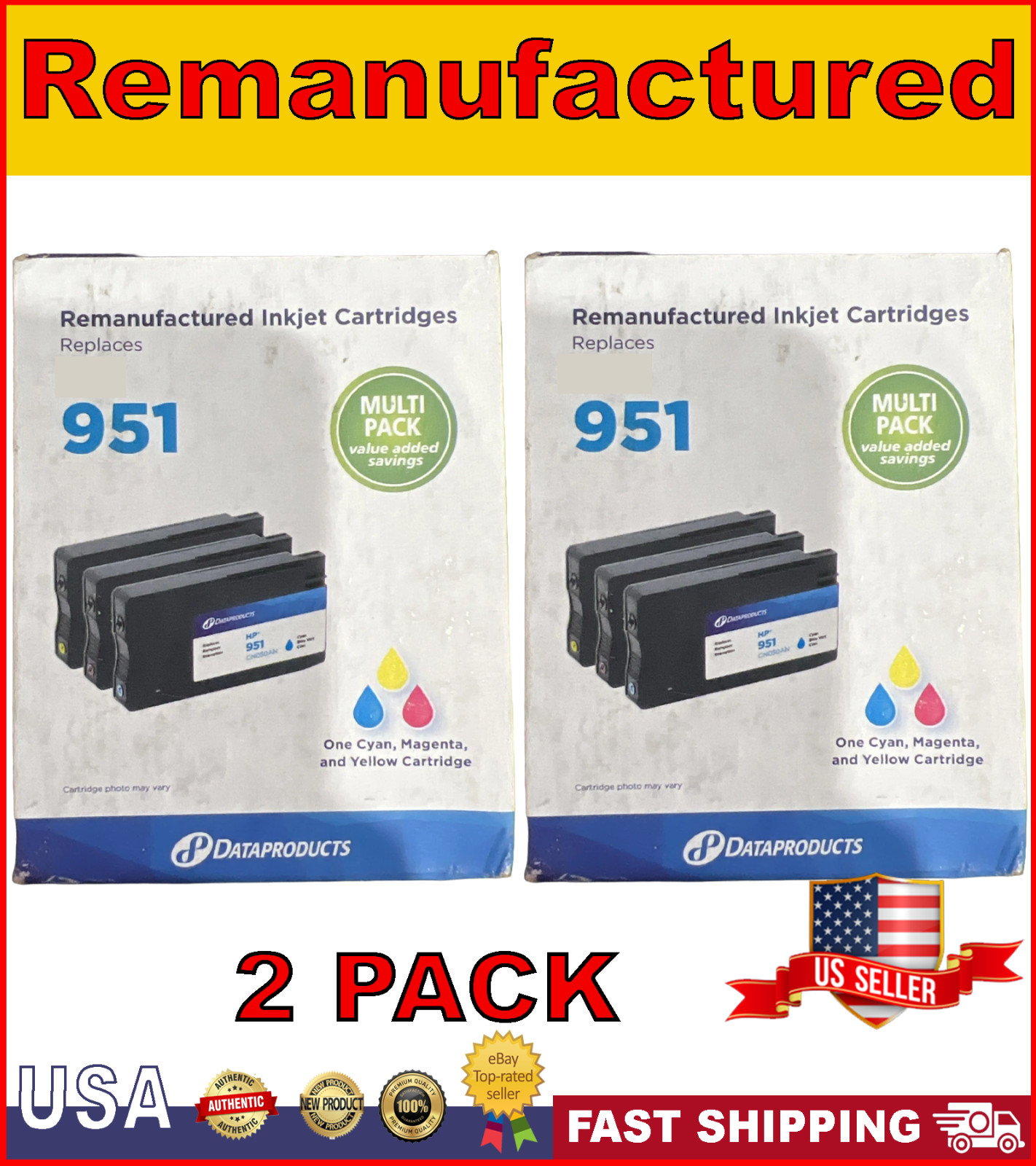 DATAPRODUCTS Reman Ink Cartridges For  951 Cyan Magenta Yellow | 2 PACK